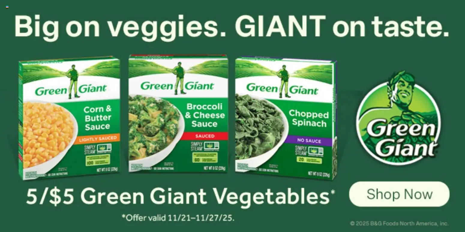 Stop & Shop Weekly Circular - CT - valid from 21.11.2025 | Page: 6 | Products: Corn, Broccoli, Spinach, Cheese