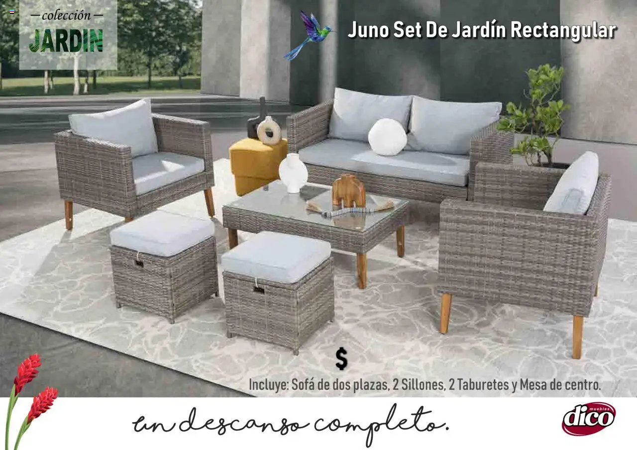 Nuevas ofertas de Muebles Dico válidas en toda la República Mexicana desde el 25.09.2025. ¡Encuentra las mejores ofertas en Muebles Dico - Catálogo Collecion Jardin! | Página: 7 | Productos: Sofá, Mesa