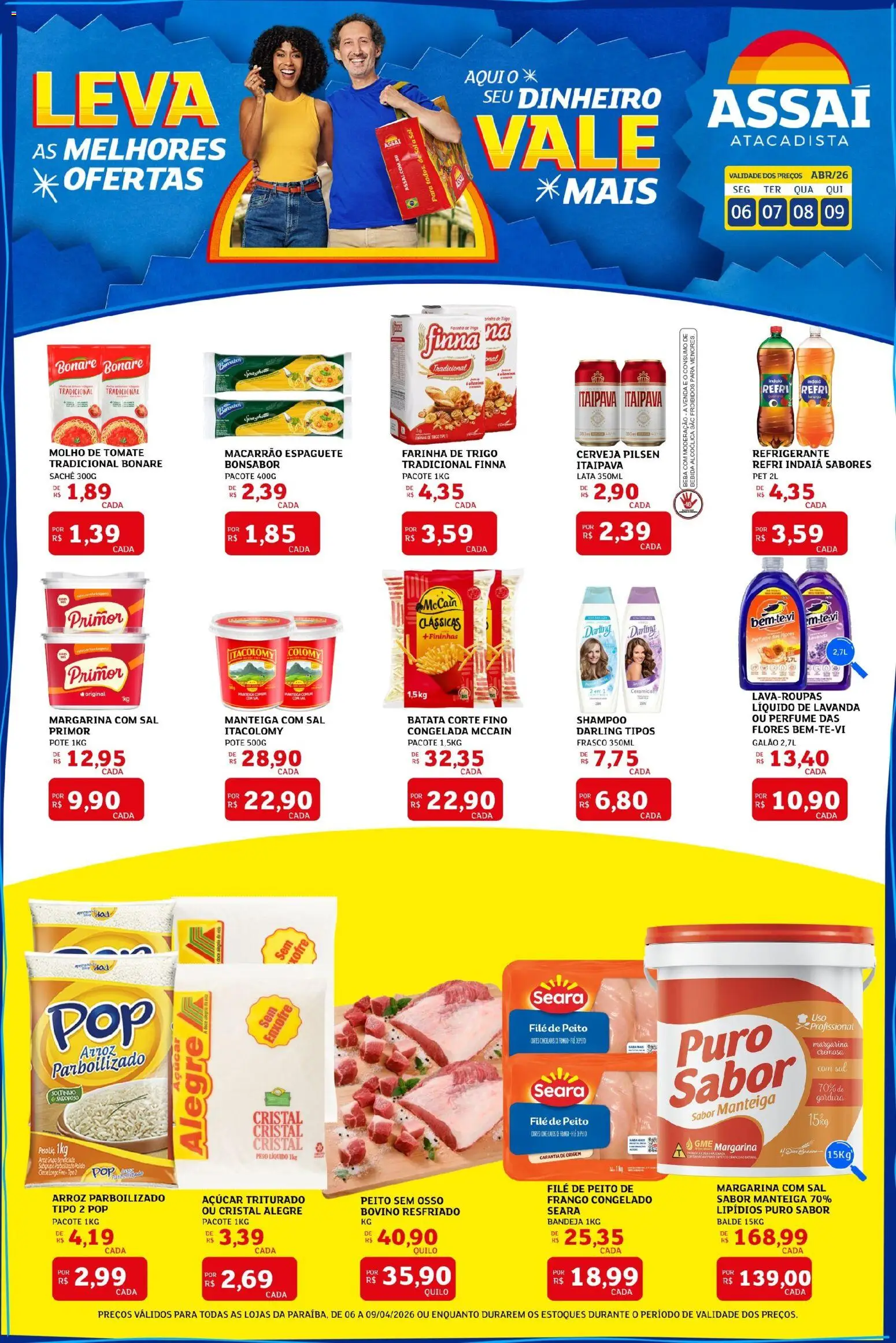 Assaí Atacadista Folheto - válido de 06.04.2026 | Página: 1 | Produtos: Molho de tomate, Bebida, Açúcar, Frango