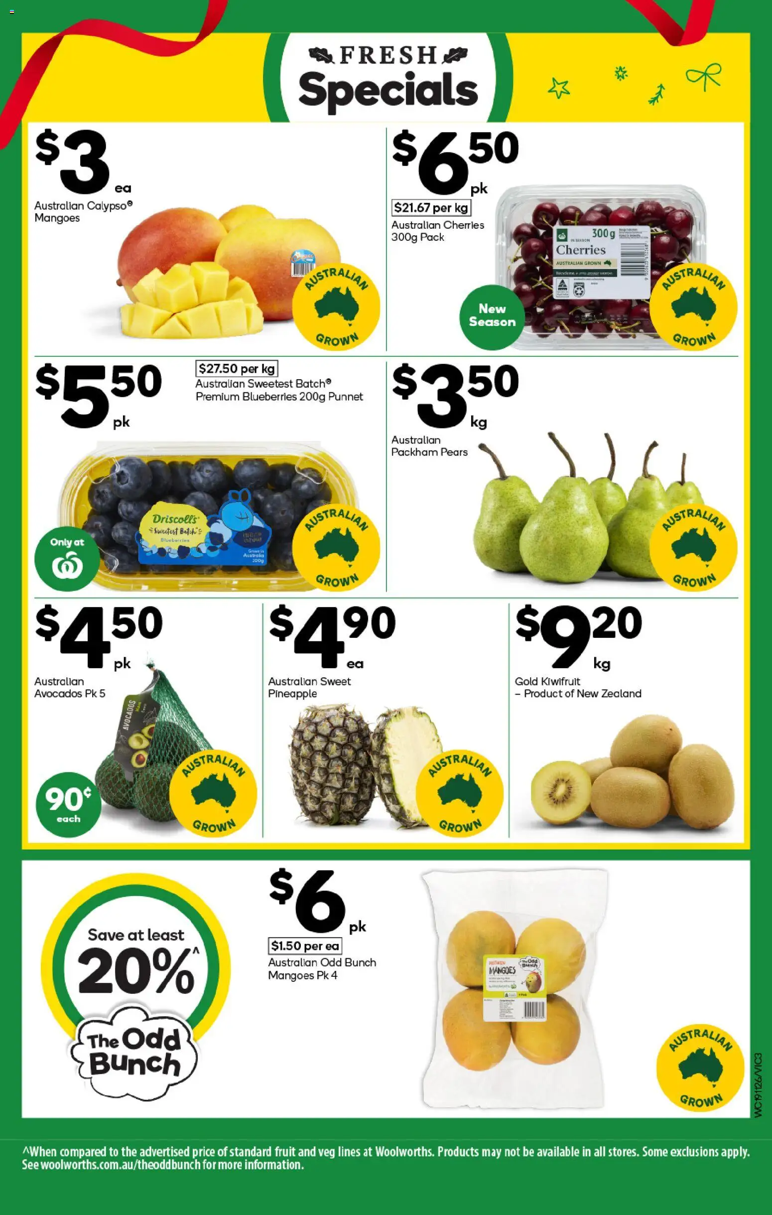 Woolworths catalogue - valid from 19.11.2025 | Page: 3 | Products: Cherries, Pineapple, Kiwifruit, Blueberries
