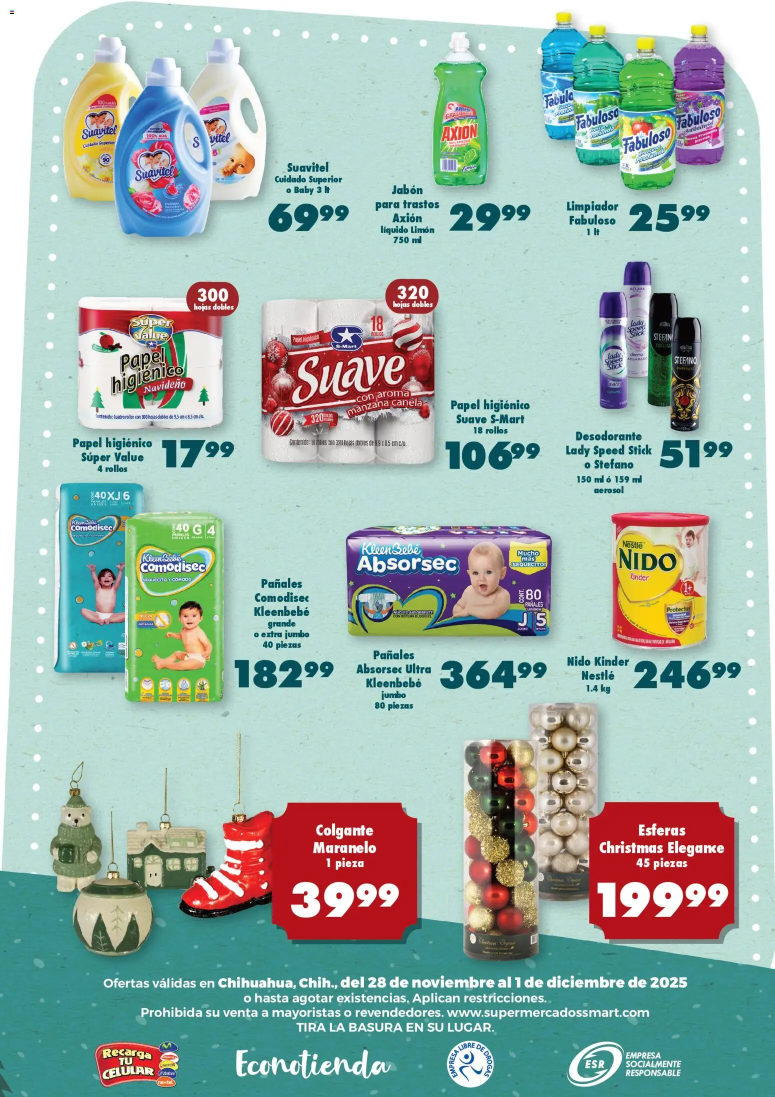 Nuevas ofertas de S-Mart válidas en toda la República Mexicana desde el 28.11.2025. ¡Encuentra las mejores ofertas en S-Mart folleto! | Página: 6 | Productos: Desodorante, Manzana, Limón, Papel higiénico