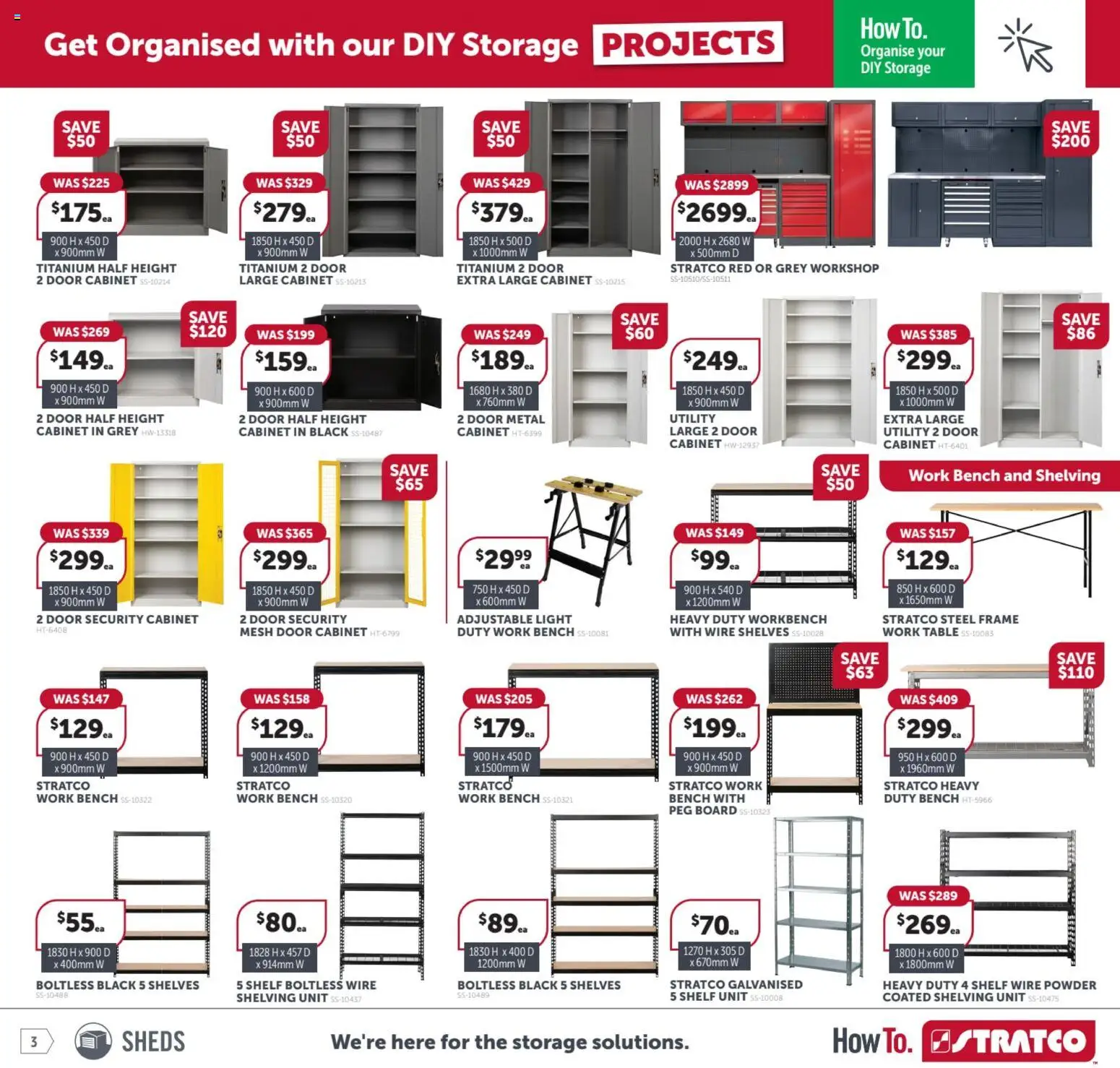 Stratco catalogue - valid from 12.12.2025 | Page: 3 | Products: Cabinet, Powder, Light, Bench