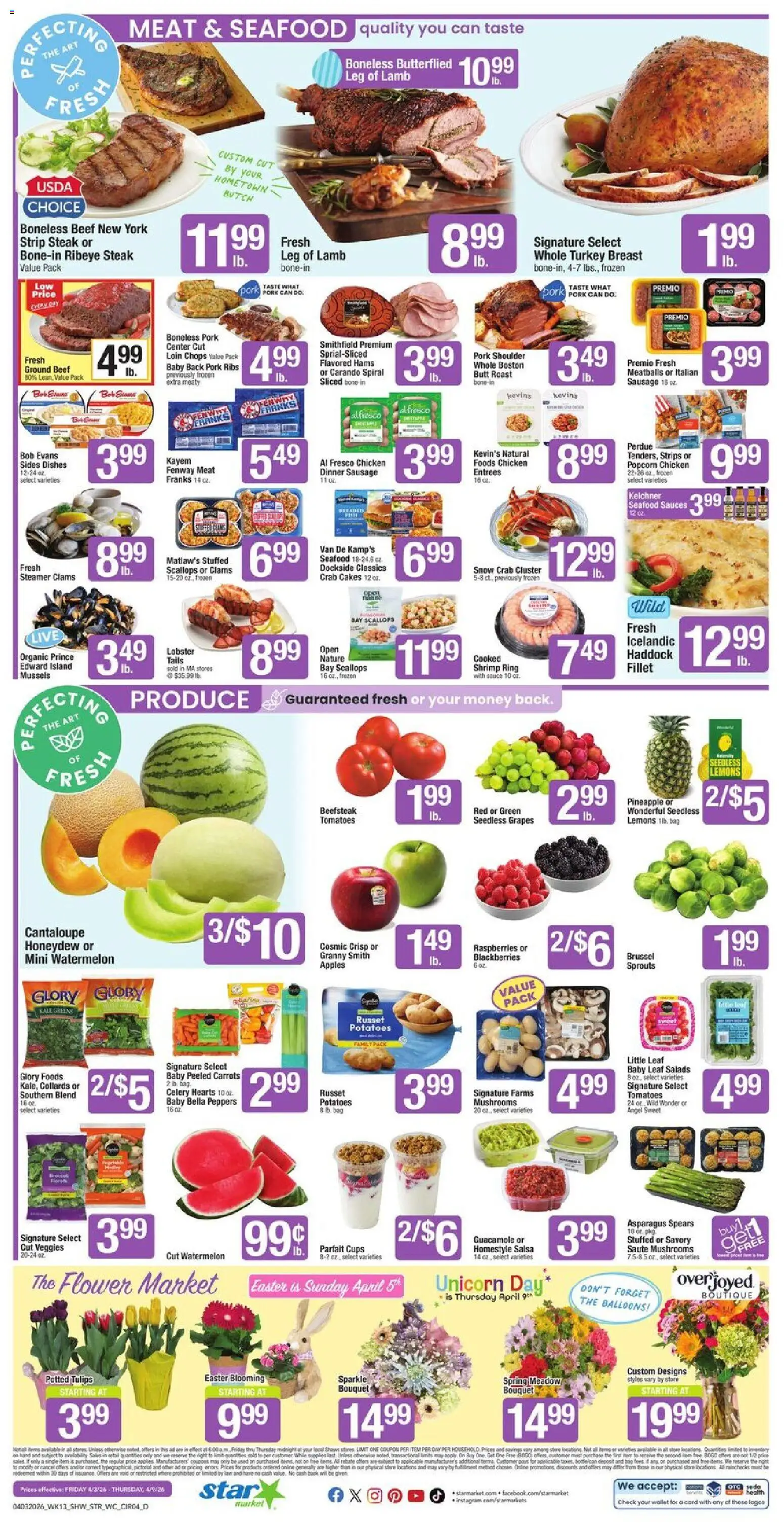 Star Market Weekly Ad - valid from 03.04.2026 | Page: 4 | Products: Peppers, Mushrooms, Pineapple, Potatoes