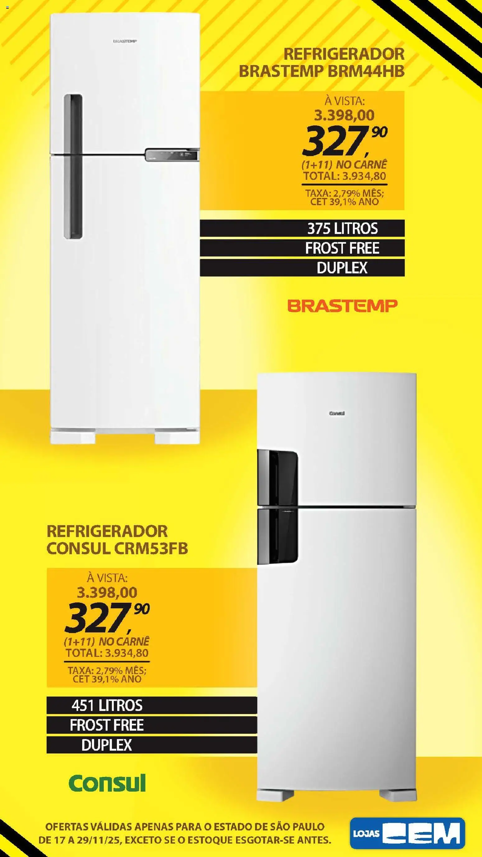 Lojas Cem Folheto - válido de 17.11.2025 | Página: 34 | Produtos: Refrigerador, Carne