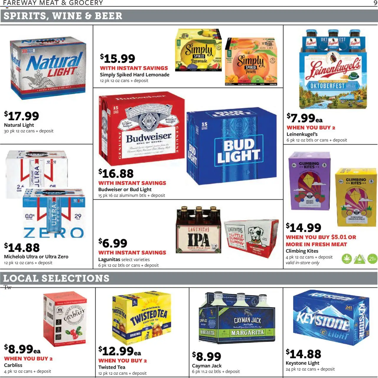 Fareway Weekly Ad - valid from 08.09.2025 | Page: 9 | Products: Wine, Beer, Tea, Pineapple