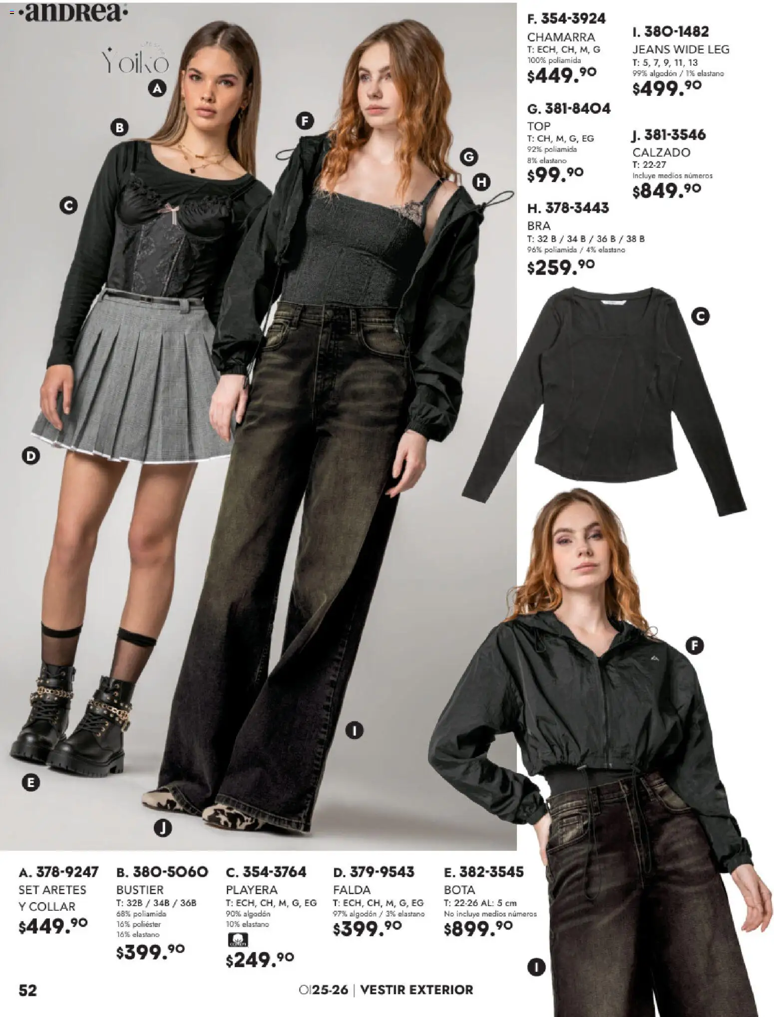 Nuevas ofertas de Andrea válidas en toda la República Mexicana desde el 26.11.2025. ¡Encuentra las mejores ofertas en Andrea catálogo Vestir! | Página: 52 | Productos: Chamarra, Collar, Aretes, Falda