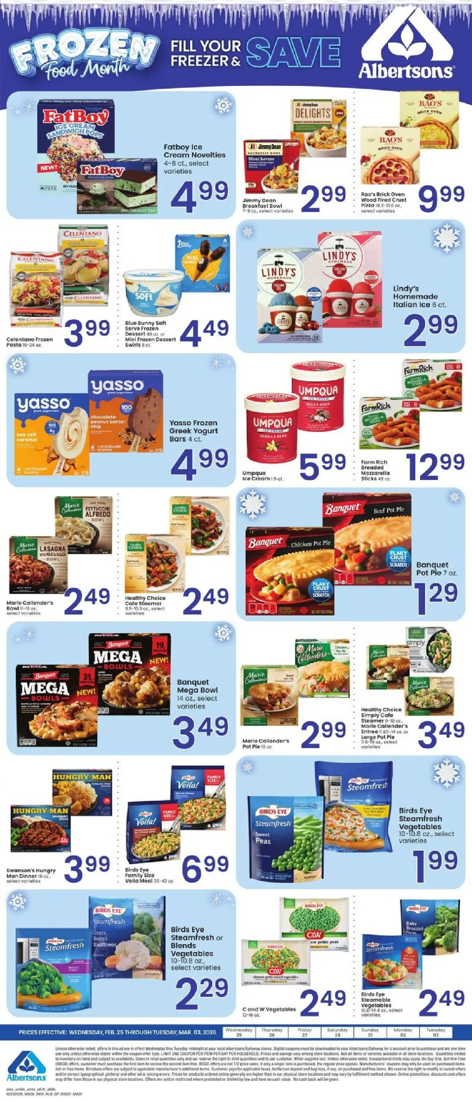 Albertsons Specialty Publication - valid from 25.02.2026 | Page: 1 | Products: Butter, Ice cream, Steamer, Oven