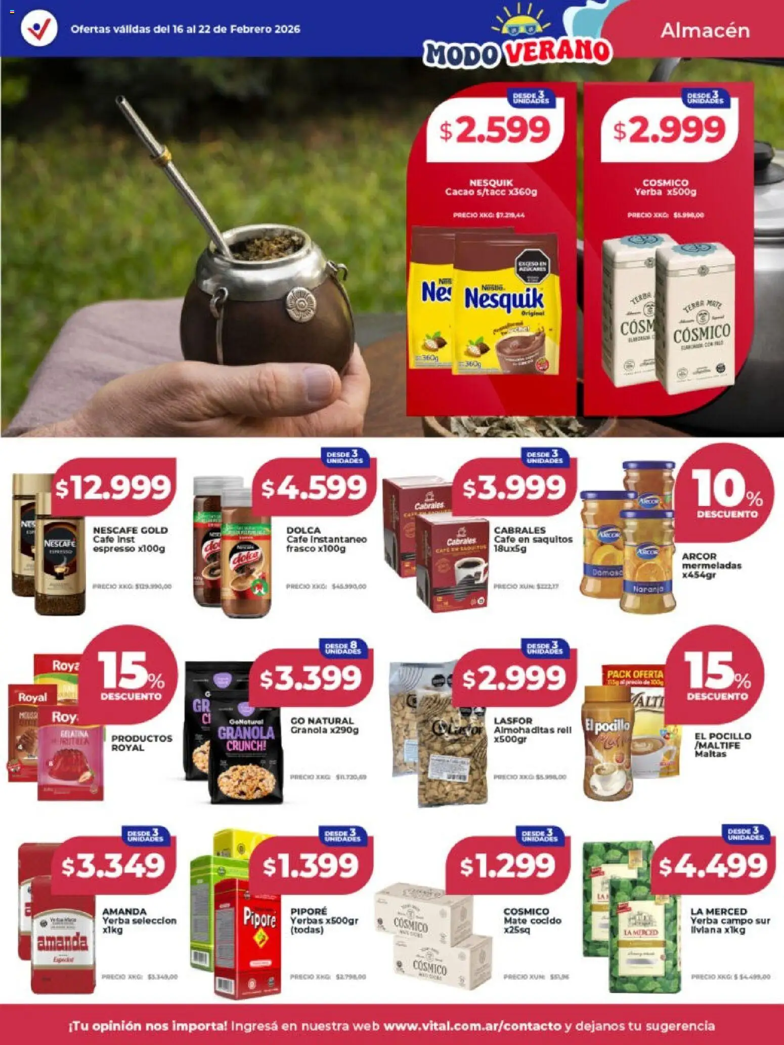 Vital - Ofertas - Santa Fe  │ válido desde el 16.02.2026 | Página: 8 | Productos: Yerba, Pocillo, Mate cocido, Cacao