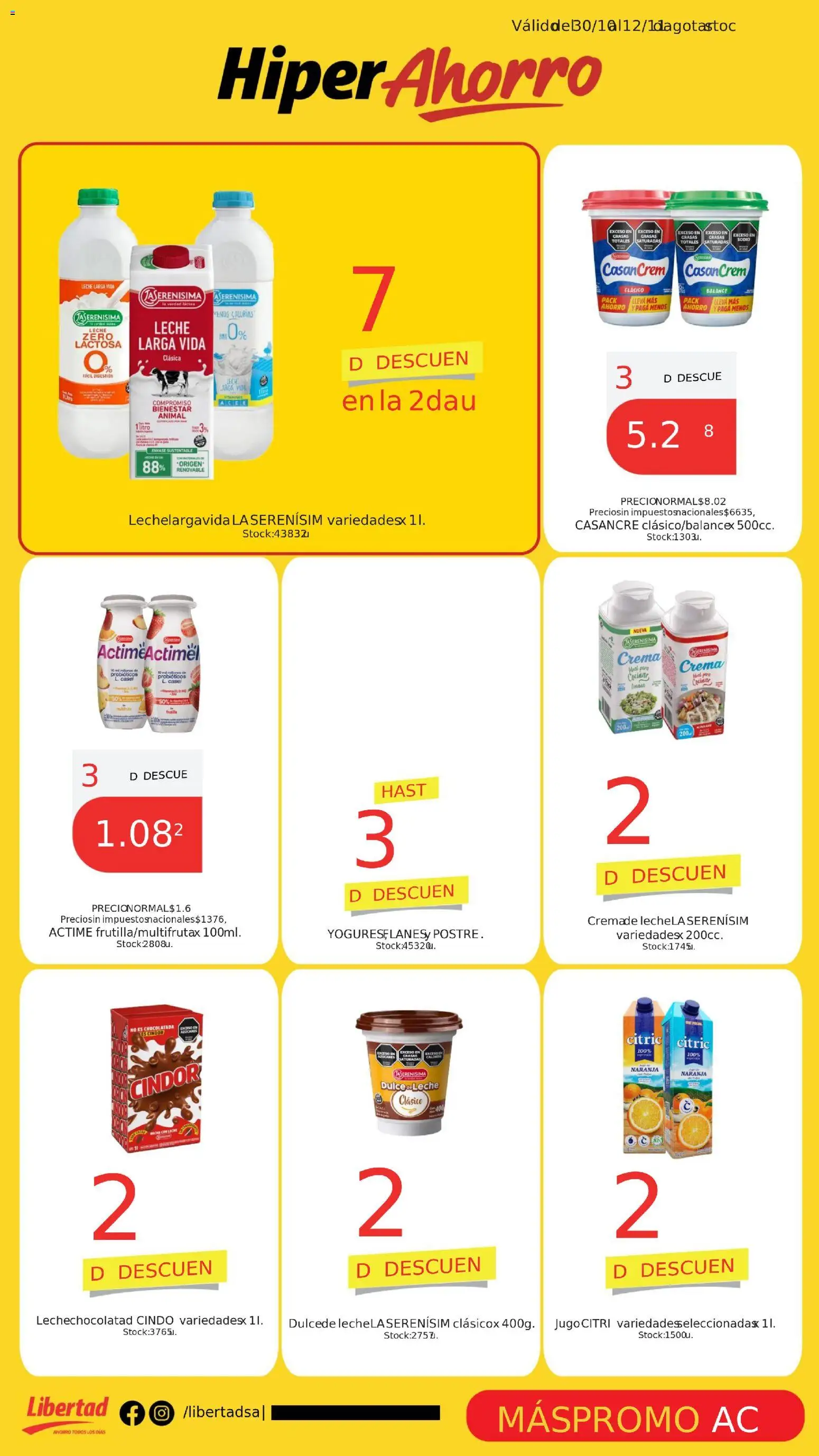 Hipermercado Libertad catálogo │ válido desde el 30.10.2025 | Página: 6 | Productos: Leche, Chocolatada, Crema