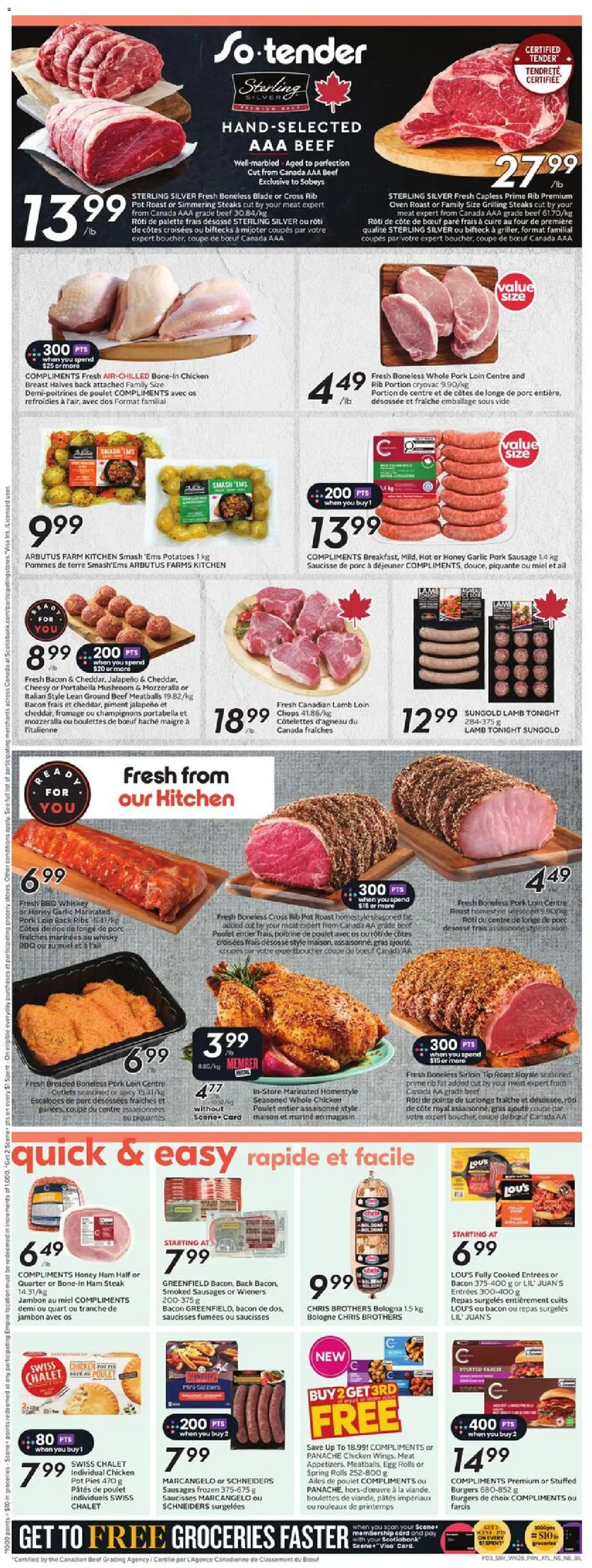 Sobeys flyer valid from 06.11.2025 | Page: 6 | Products: Beef, Whiskey, Ham, Beer