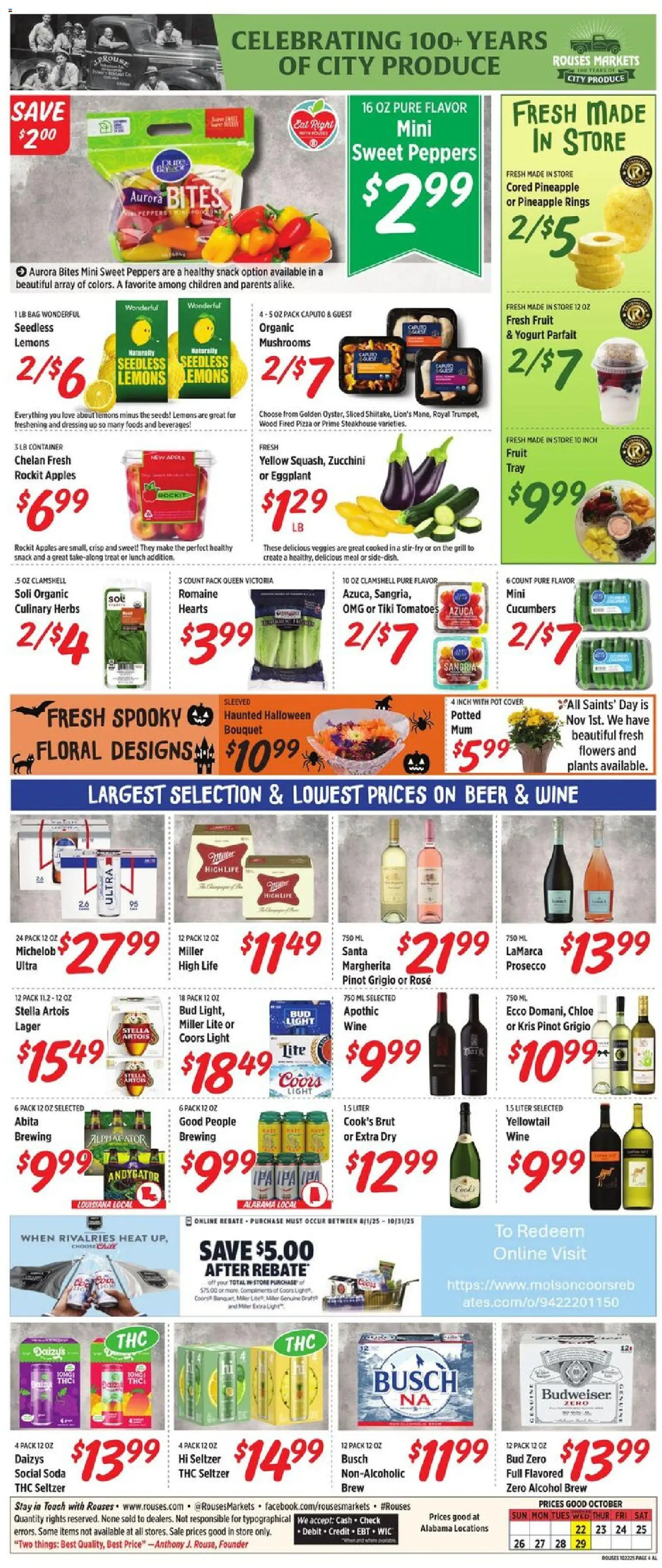 Rouses Weekly Ad - AL - valid from 22.10.2025 | Page: 8 | Products: Peppers, Mushrooms, Pineapple, Grill