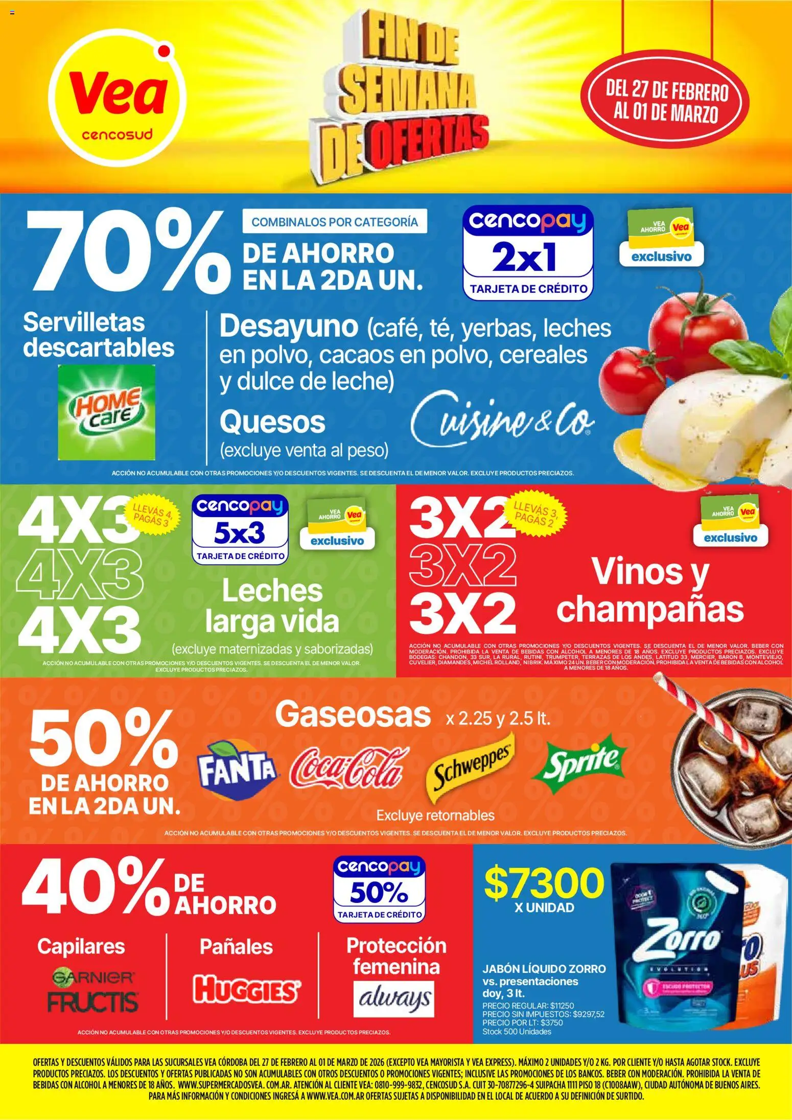Vea - Ofertas fin de semana Córdoba │ válido desde el 27.02.2026 | Página: 1 | Productos: Peso, Jabón, Leche, Cereales