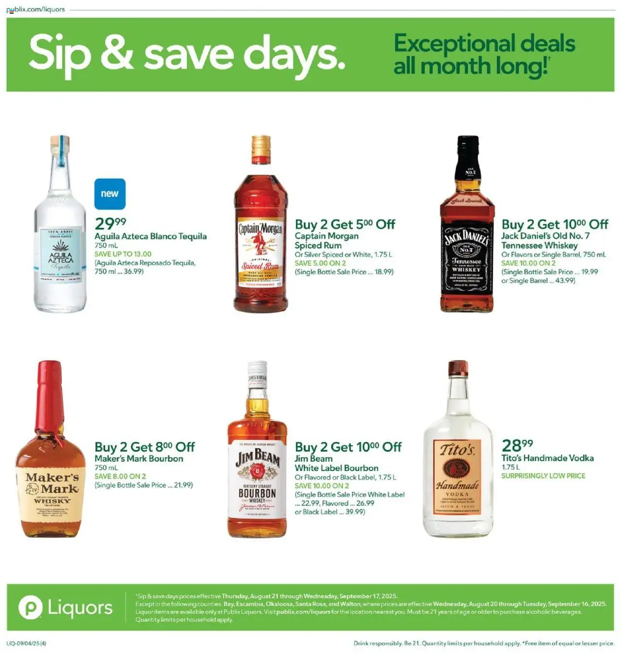 Publix Liquor - valid from 04.09.2025 | Page: 4 | Products: Bourbon, Vodka, Whiskey