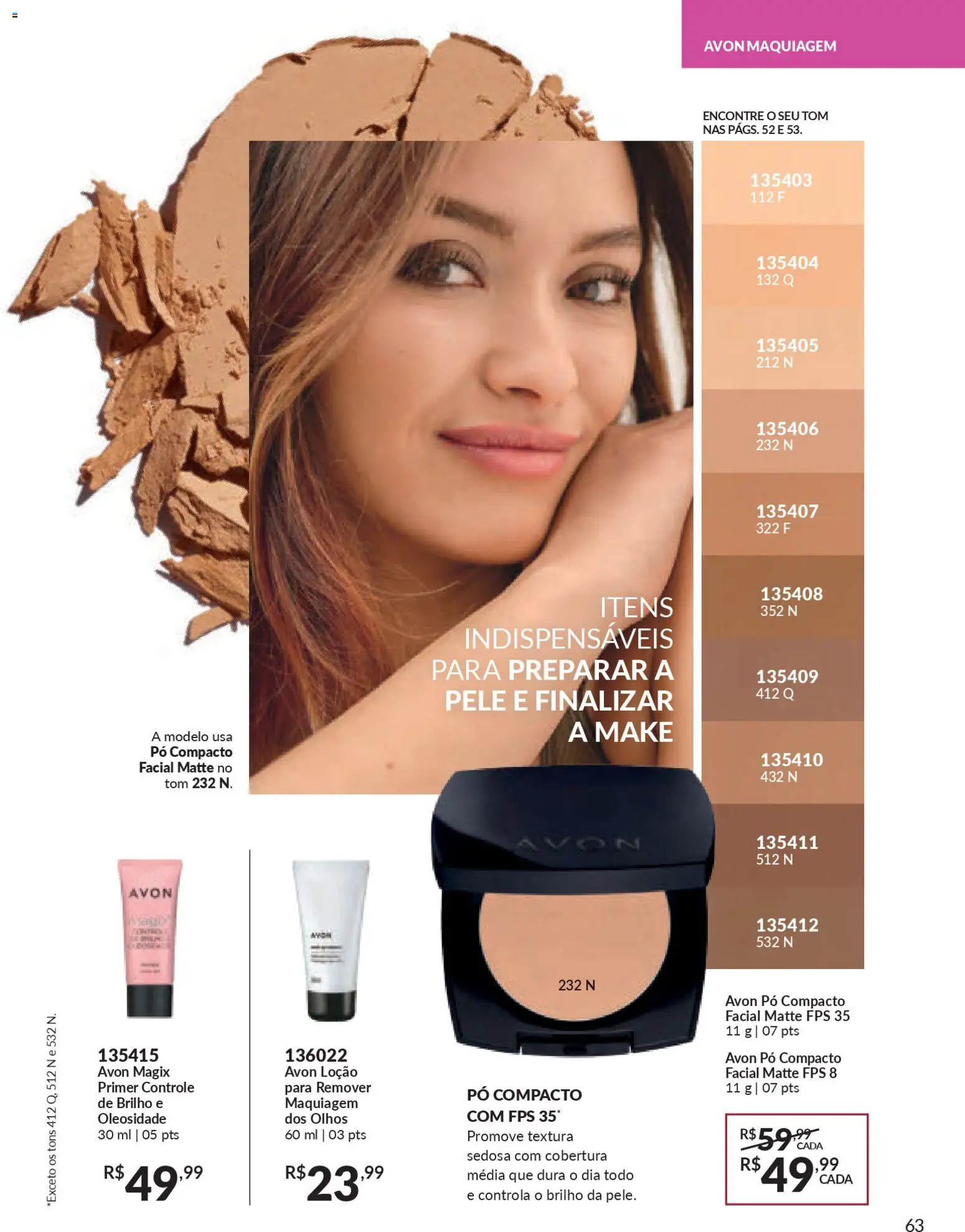Avon Folheto - válido de 19.12.2025 | Página: 63 | Produtos: Pó compacto, Maquiagem, Pó, Primer