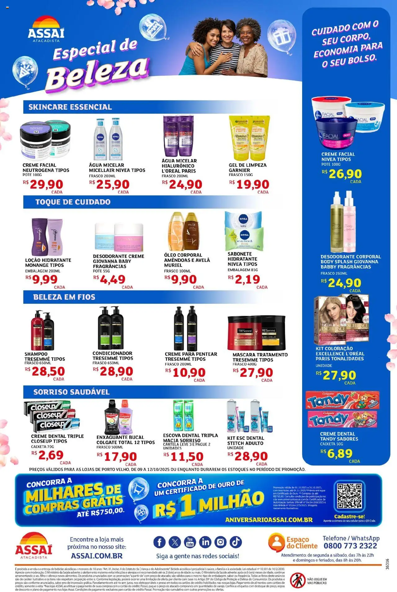Assaí Atacadista Folheto - válido de 09.10.2025 | Página: 2 | Produtos: Escova, Óleo, Amêndoas, Câmera