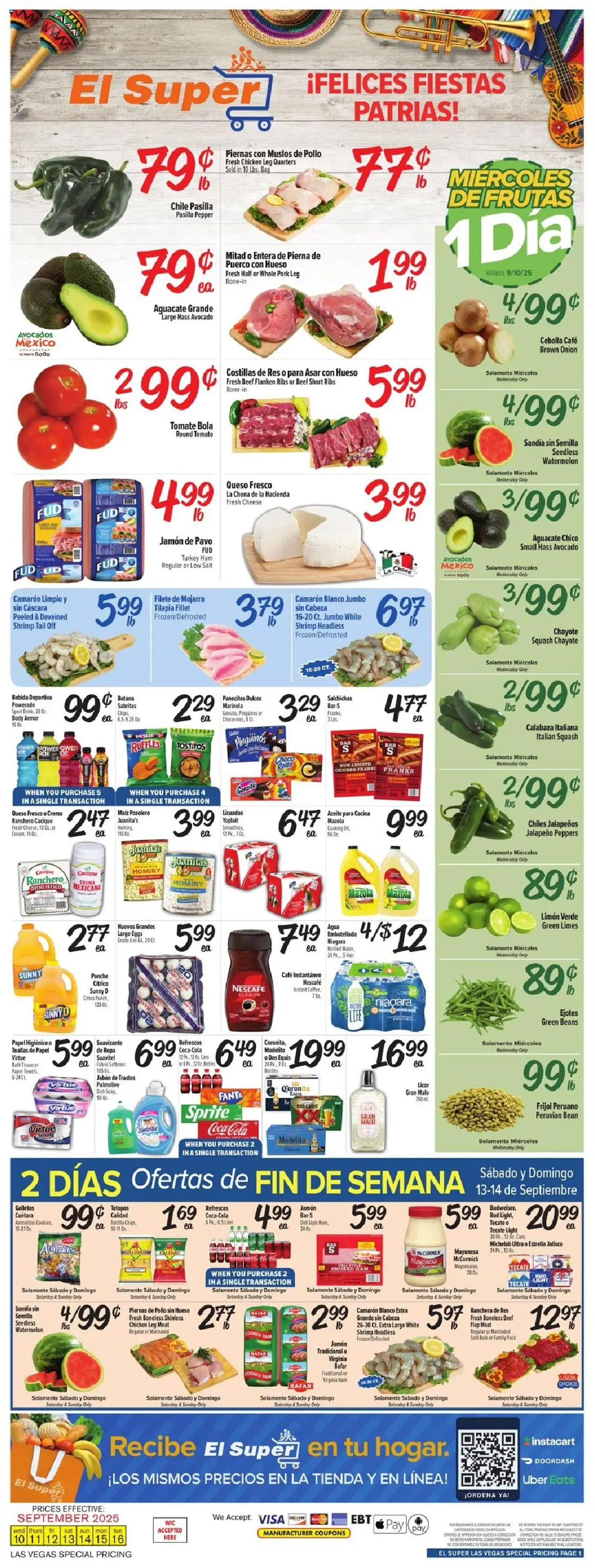 El Super Weekly Ad - NV - valid from 10.09.2025 | Page: 1 | Products: Bath, Eggs, Chips, Bag