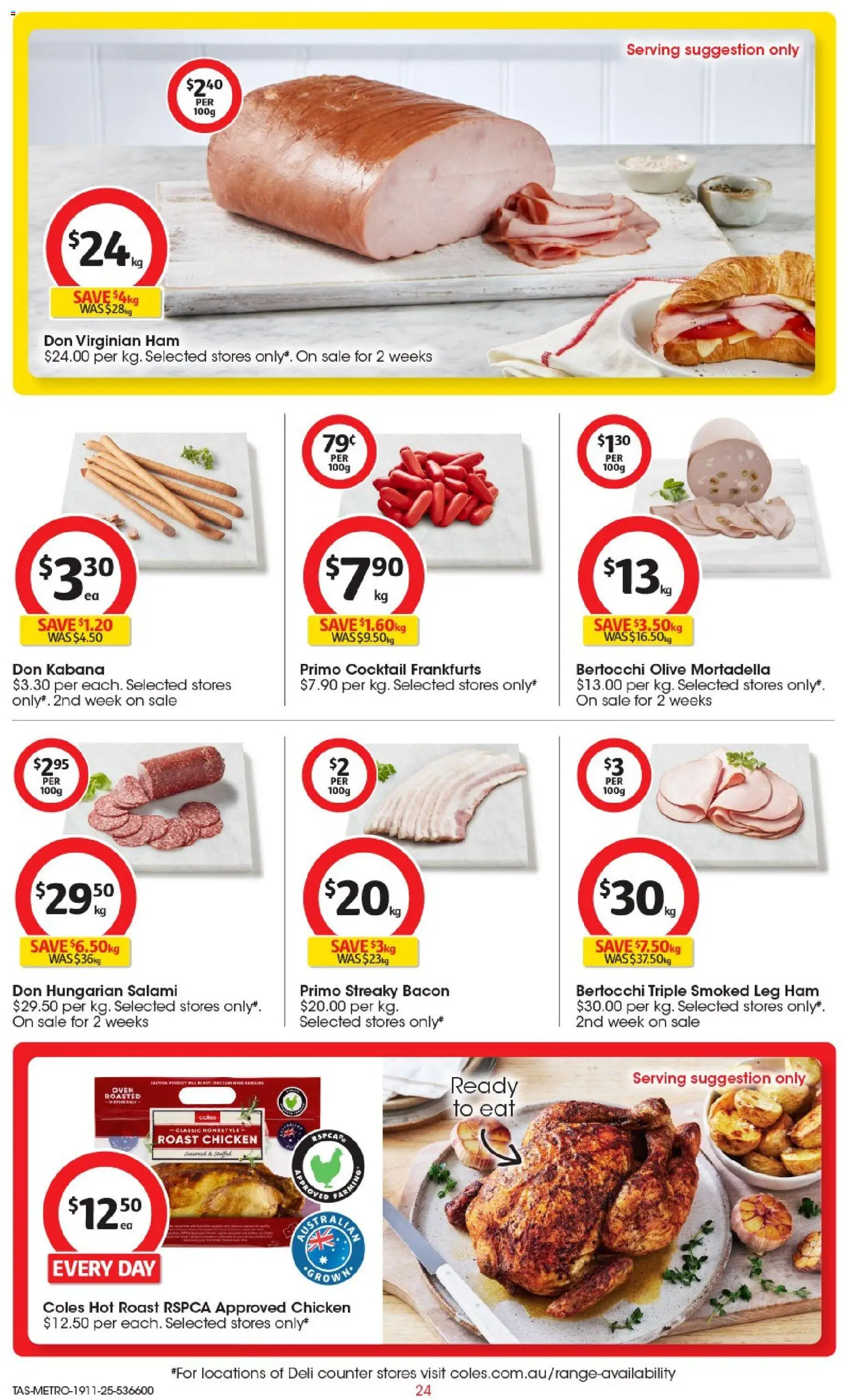 Coles catalogue - valid from 19.11.2025 | Page: 25 | Products: Bacon, Salami, Chicken, Oven
