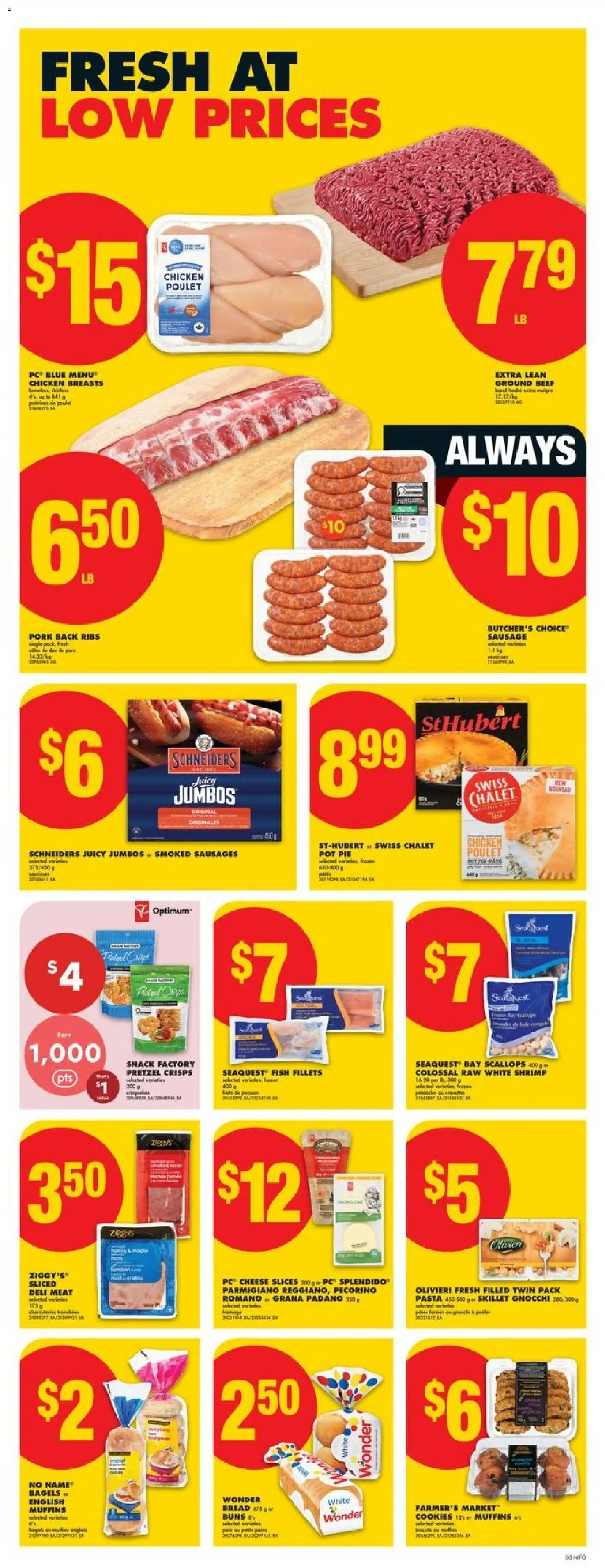 No Frills flyer valid from 12.03.2026 | Page: 3 | Products: Fish, Beef, Bread, Pork
