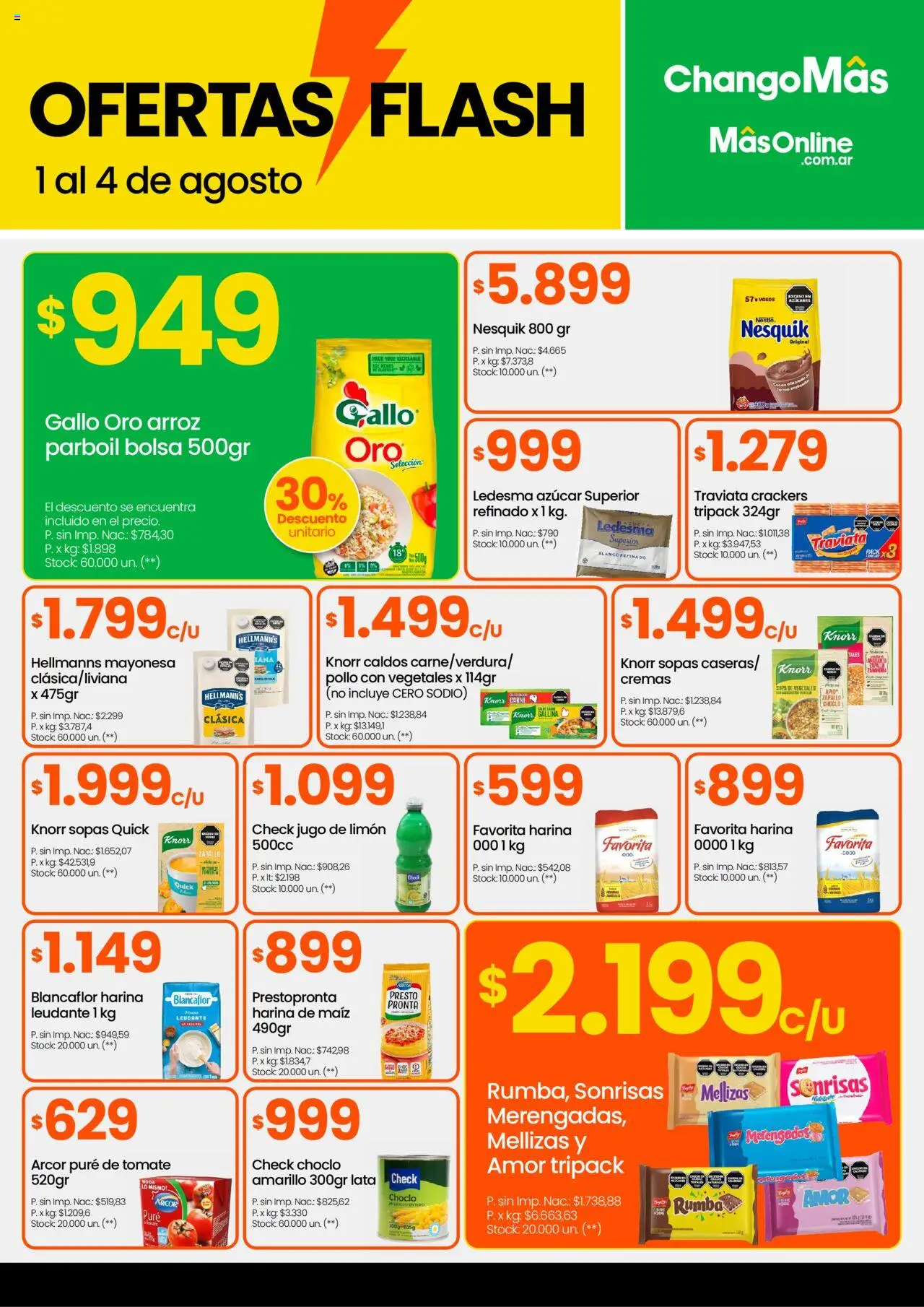 Changomas ofertas flash │ válido desde el 01.08.2025 | Página: 3 | Productos: Choclo, Azucar, Mayonesa, Limón