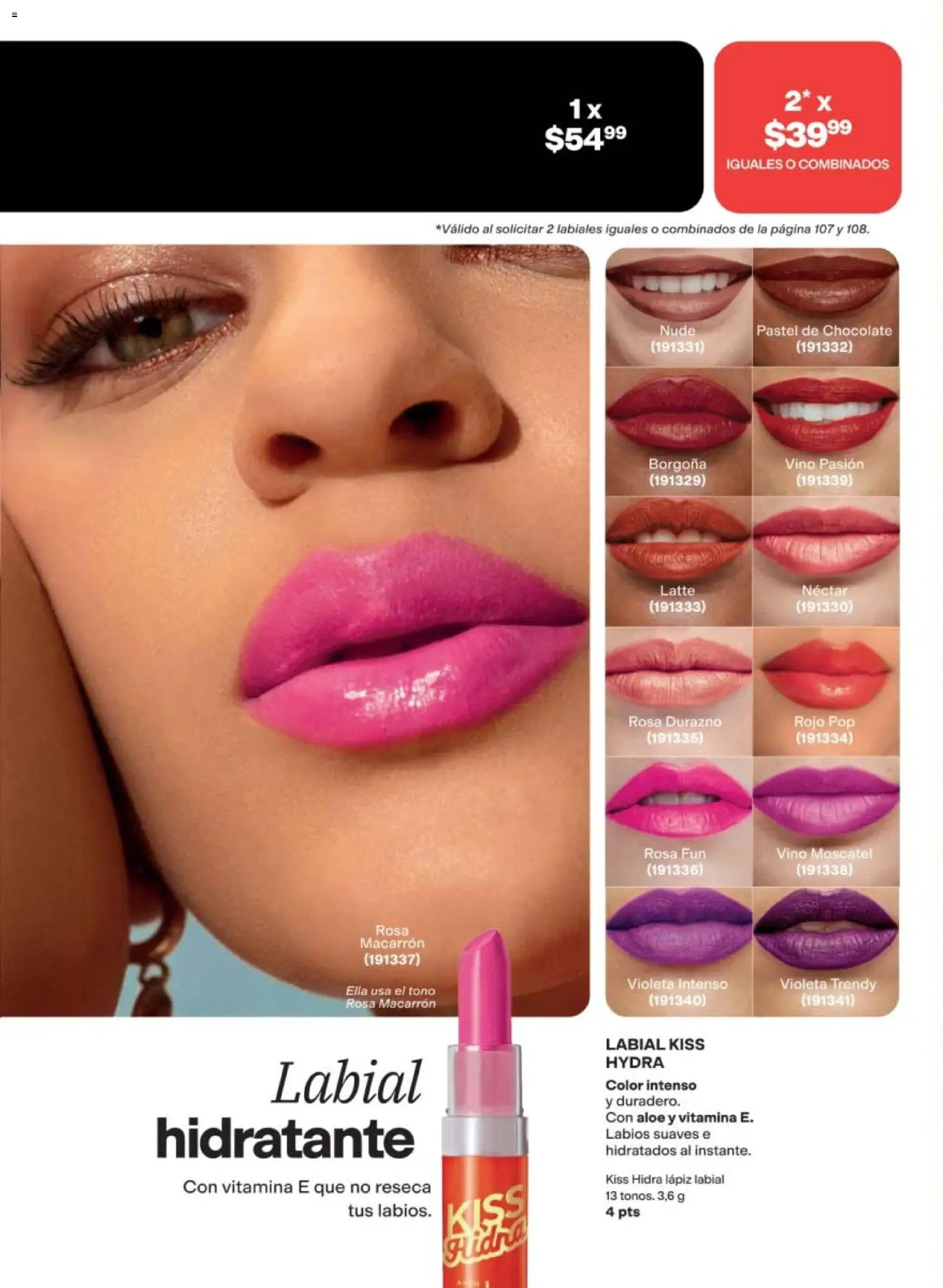 Nuevas ofertas de AVON válidas en toda la República Mexicana desde el 08.05.2026. ¡Encuentra las mejores ofertas en AVON campaña 8 2026! | Página: 108 | Productos: Durazno, Pastel, Vino, Lápiz labial