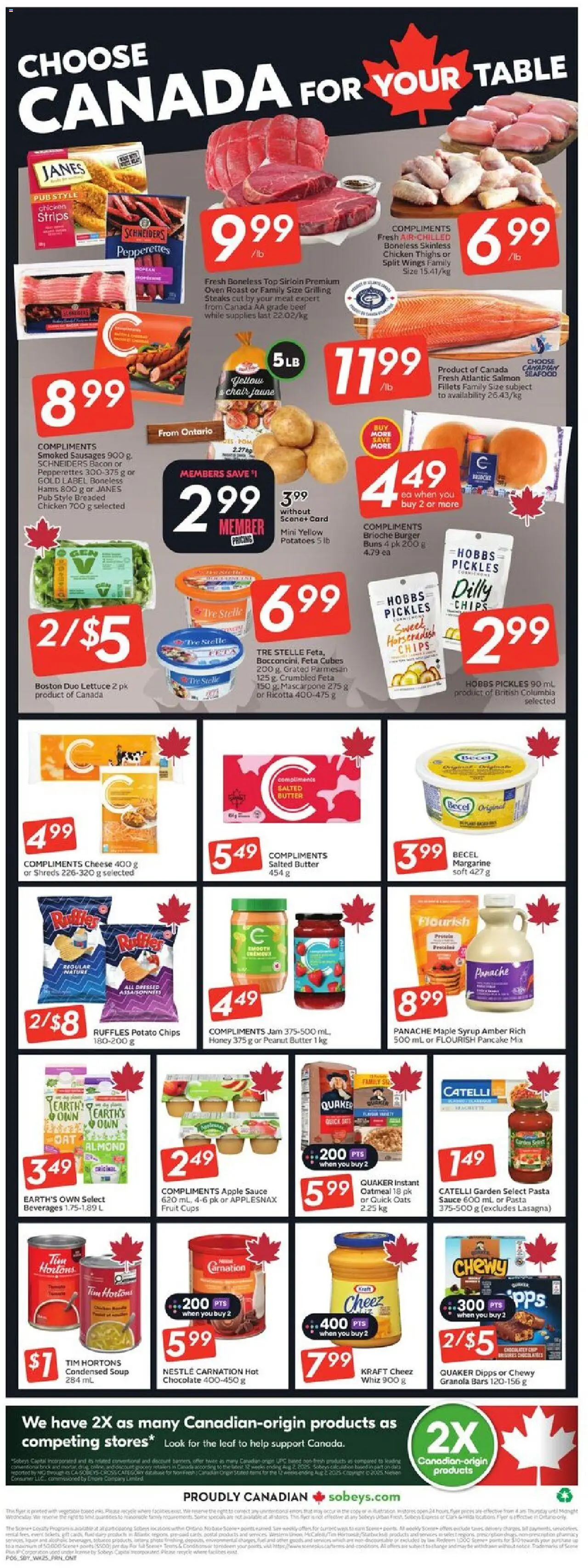 Sobeys flyer valid from 16.10.2025 | Page: 4 | Products: Potatoes, Oven, Butter, Chocolate