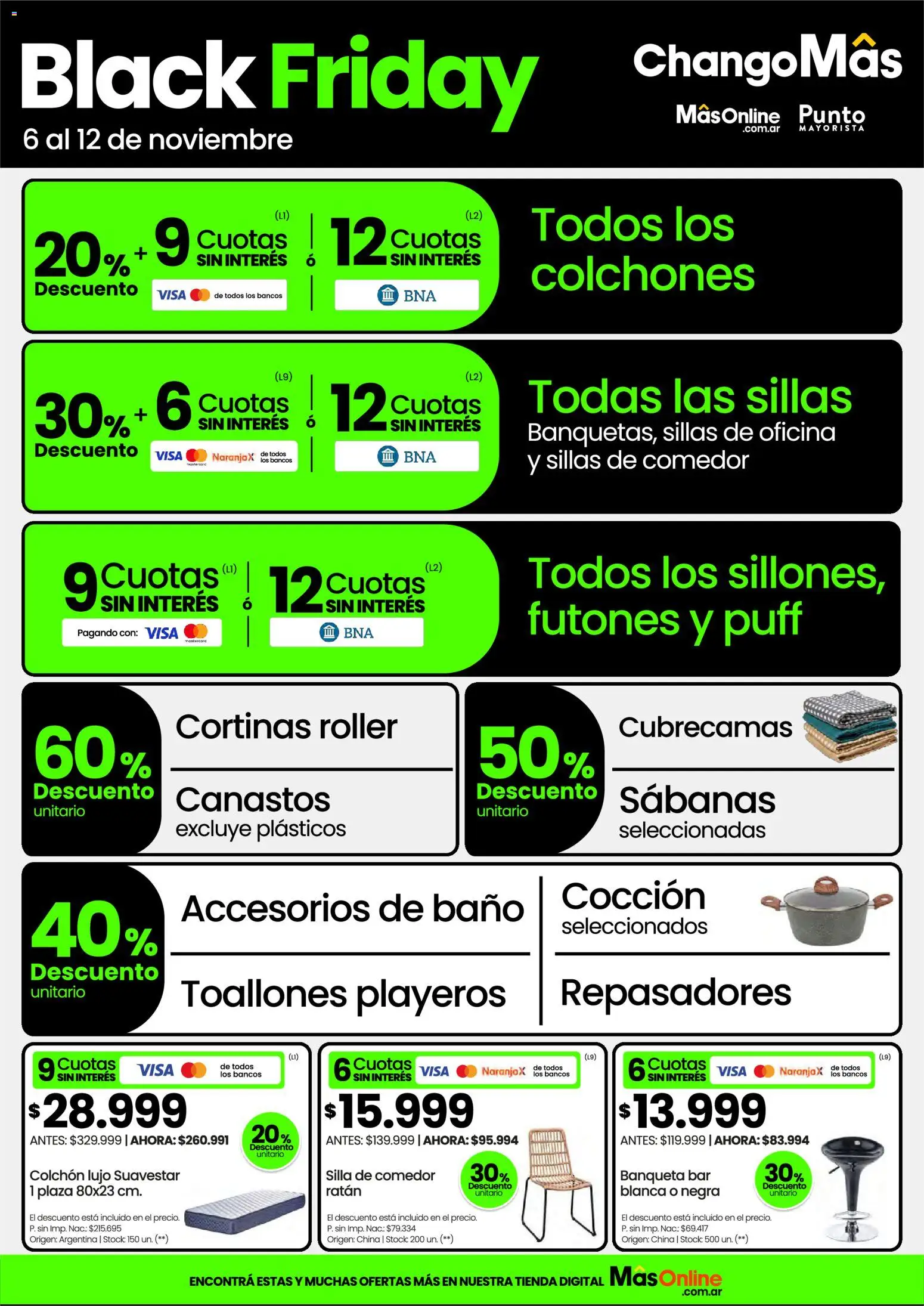 Punto Mayorista Black Friday │ válido desde el 06.11.2025 | Página: 6 | Productos: Cortinas, Colchón, Silla, Baño