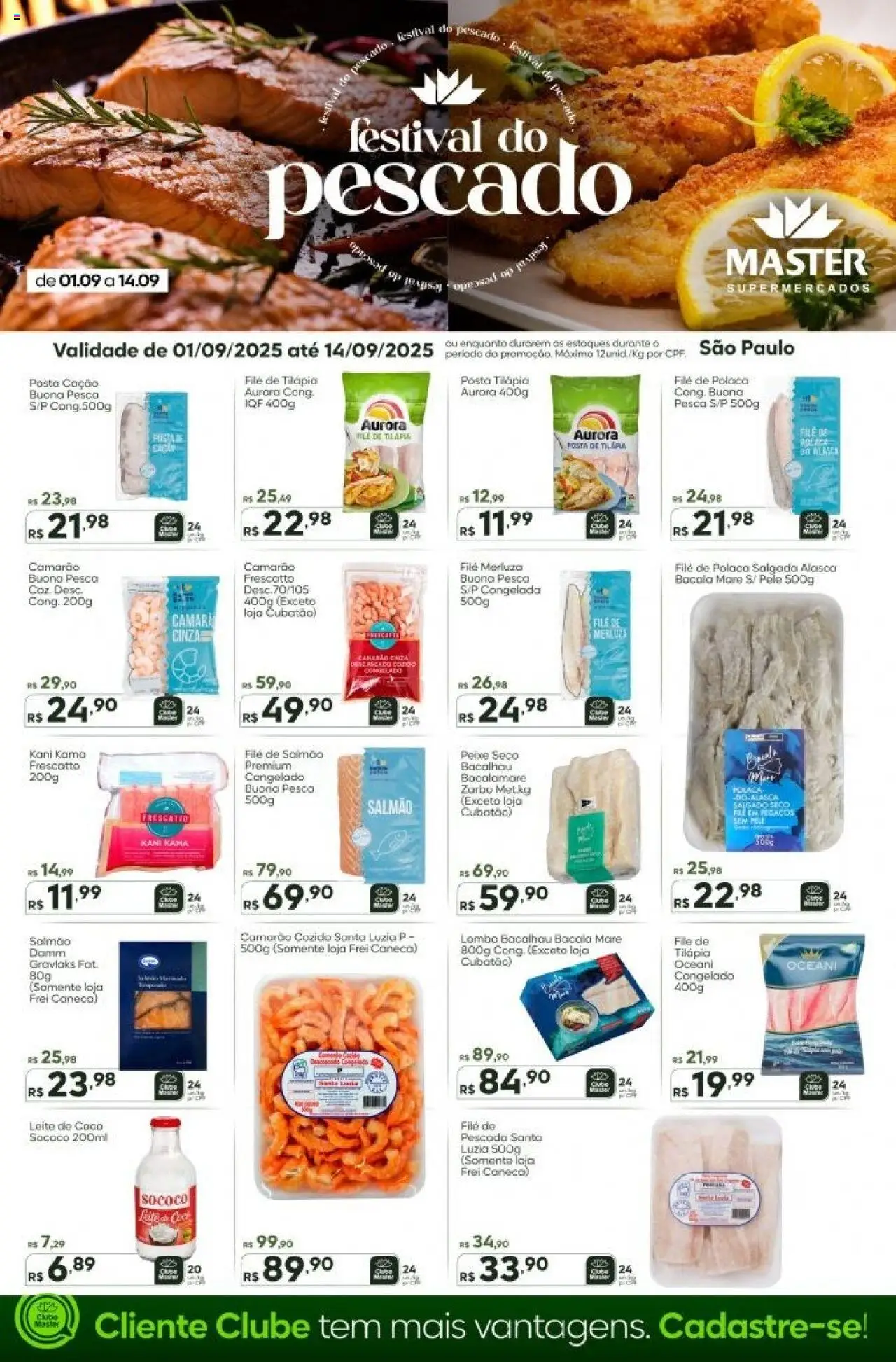 Master Folheto - válido de 01.09.2025 | Página: 1 | Produtos: Lombo, Leite, Camarão, File de polaca