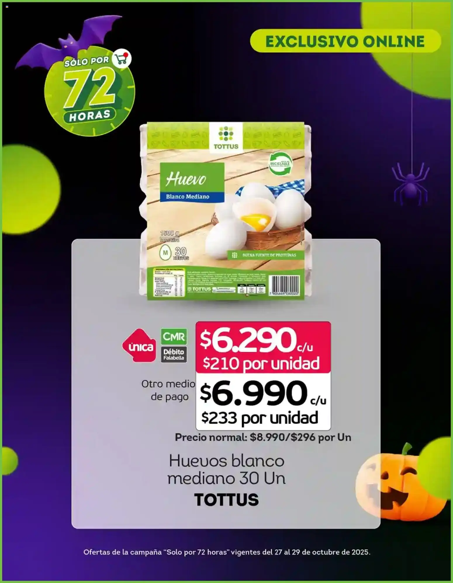 Tottus ofertas  │ válido desde el 27.10.2025 | Página: 8 | Productos: Huevo, Campana, Huevos, Fuente