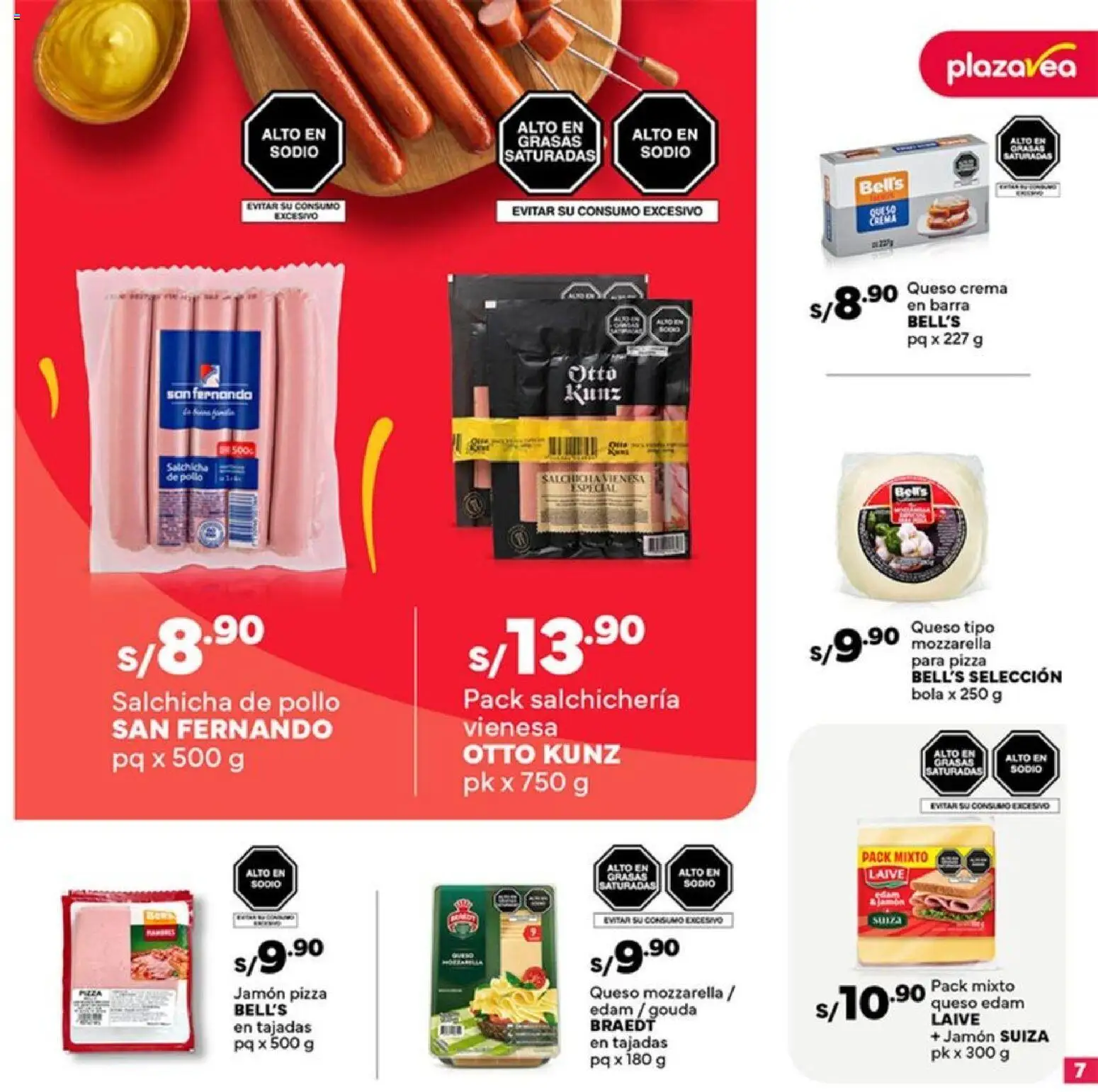 Catálogo Plaza Vea válido desde 12.11.2025 | Página: 7 | Productos: Queso, Jamón, Pizza, Crema