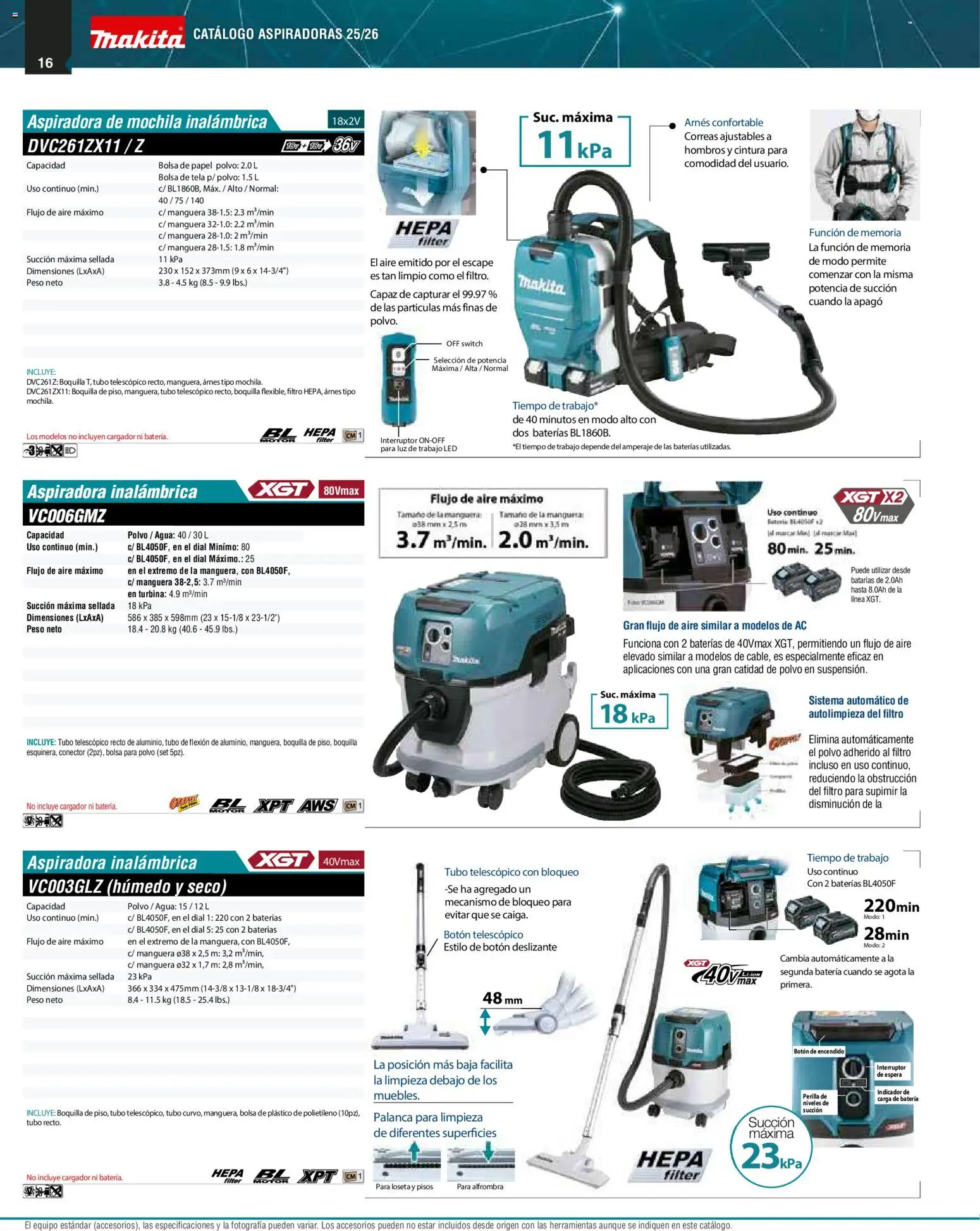 Nuevas ofertas de Makita válidas en toda la República Mexicana desde el 01.12.2025. ¡Encuentra las mejores ofertas en Makita catálogo Aspiradoras! | Página: 16 | Productos: Manguera, Cargador, Batería, Polvo