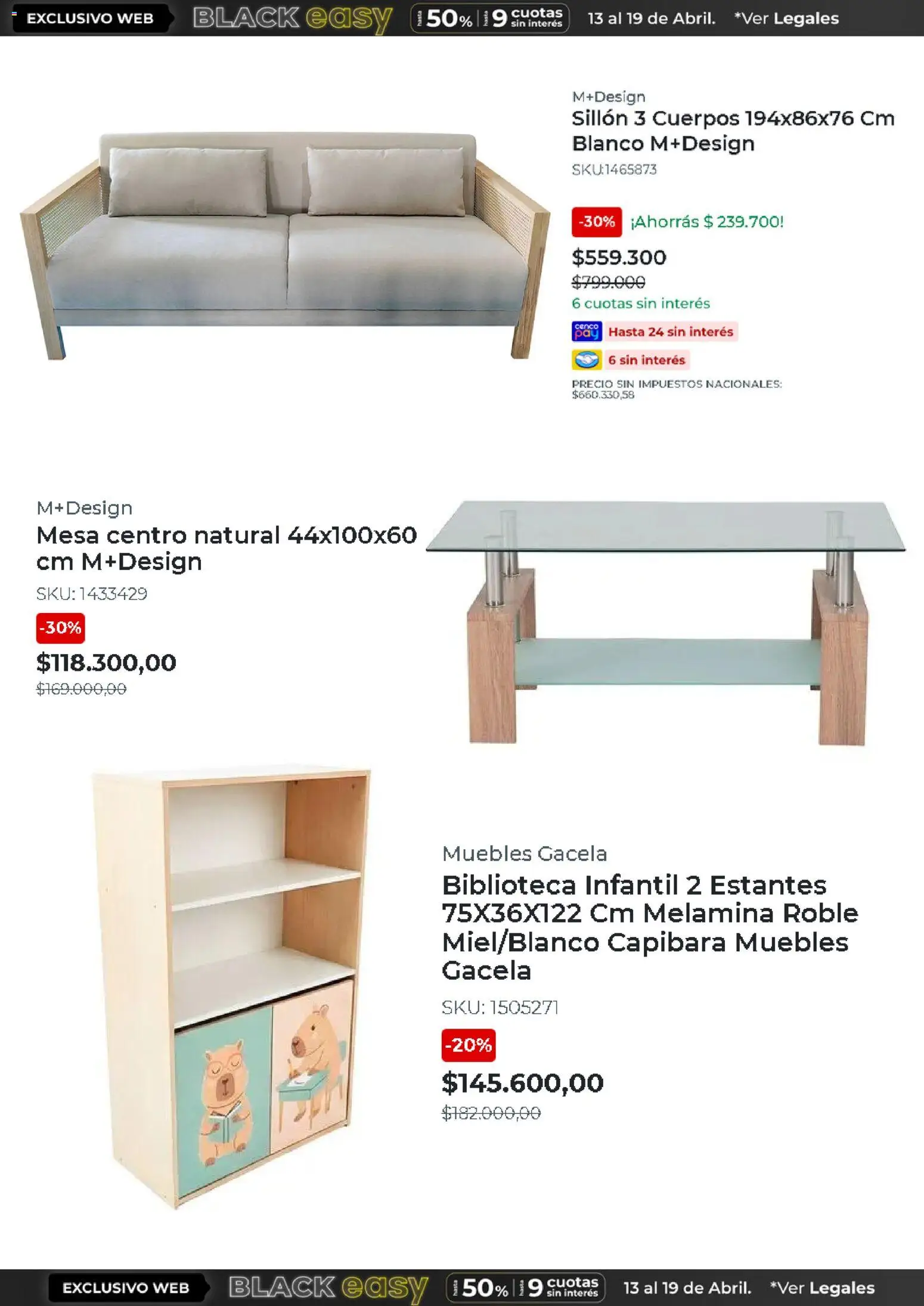Easy catálogo │ válido desde el 13.04.2026 | Página: 4 | Productos: Estantes, Sillón, Mesa, Biblioteca