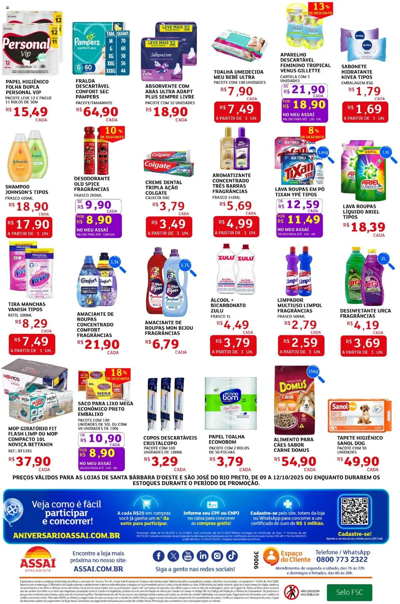 Assaí Atacadista Folheto - válido de 09.10.2025 | Página: 4 | Produtos: Ariel, Caixa, Leite, Copos