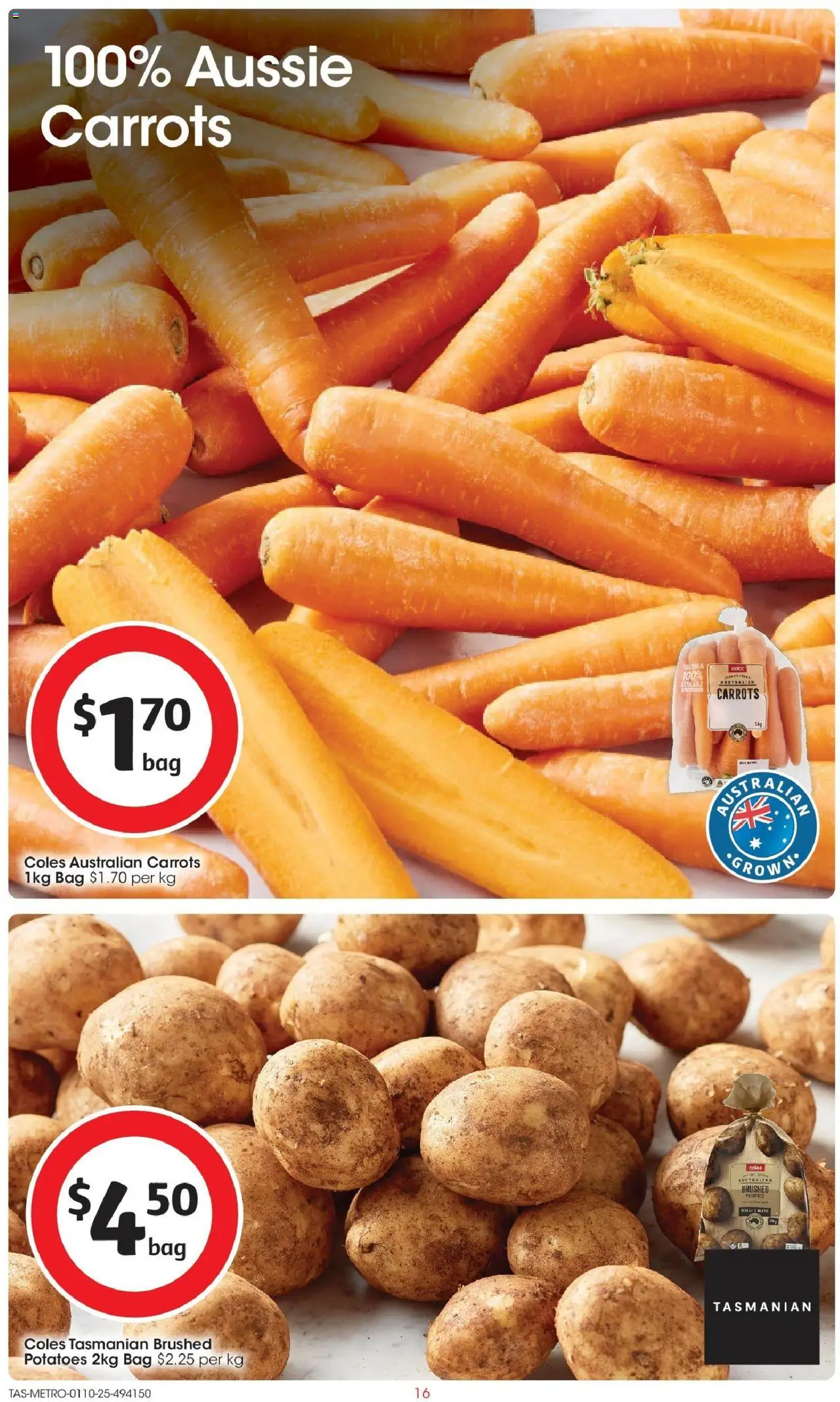 Coles catalogue - valid from 01.10.2025 | Page: 16 | Products: Carrots, Potatoes, Bag