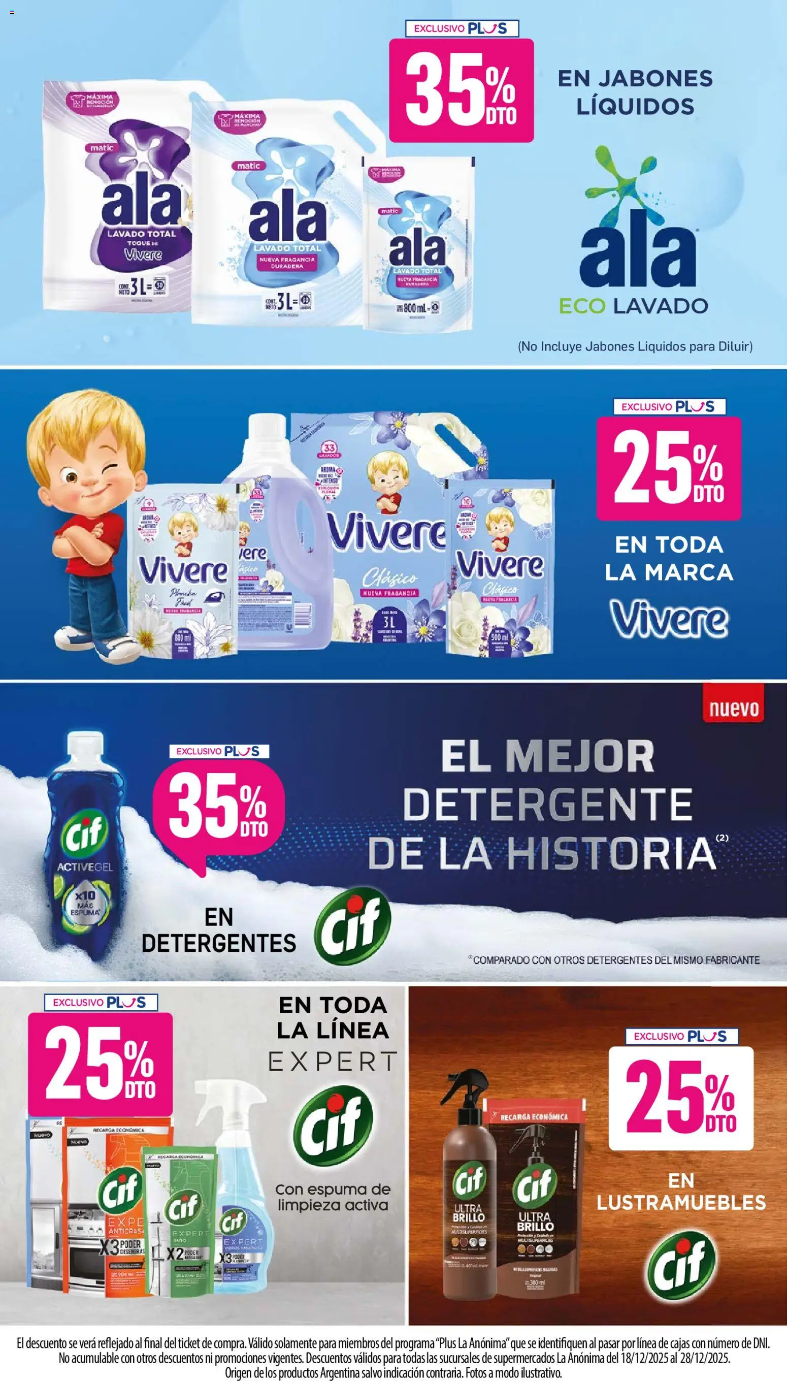 La Anonima catálogo │ válido desde el 18.12.2025 | Página: 35 | Productos: Lustramuebles, Brillo, Detergente, Espuma