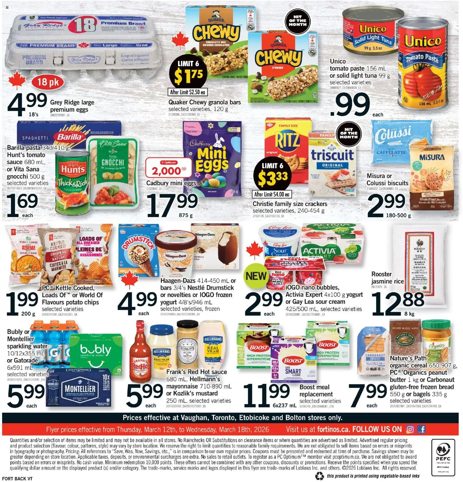 Fortinos flyer valid from 12.03.2026 | Page: 2 | Products: Sour cream, Pasta, Butter, Eggs