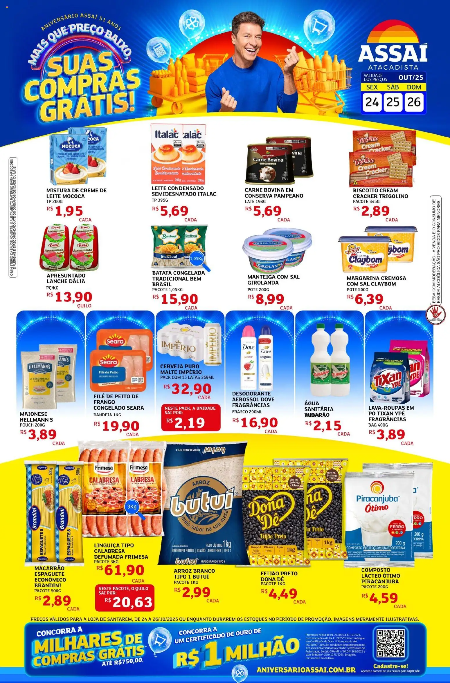 Assaí Atacadista Folheto - válido de 24.10.2025 | Página: 1 | Produtos: Biscoito, Manteiga, Macarrão, Bebida