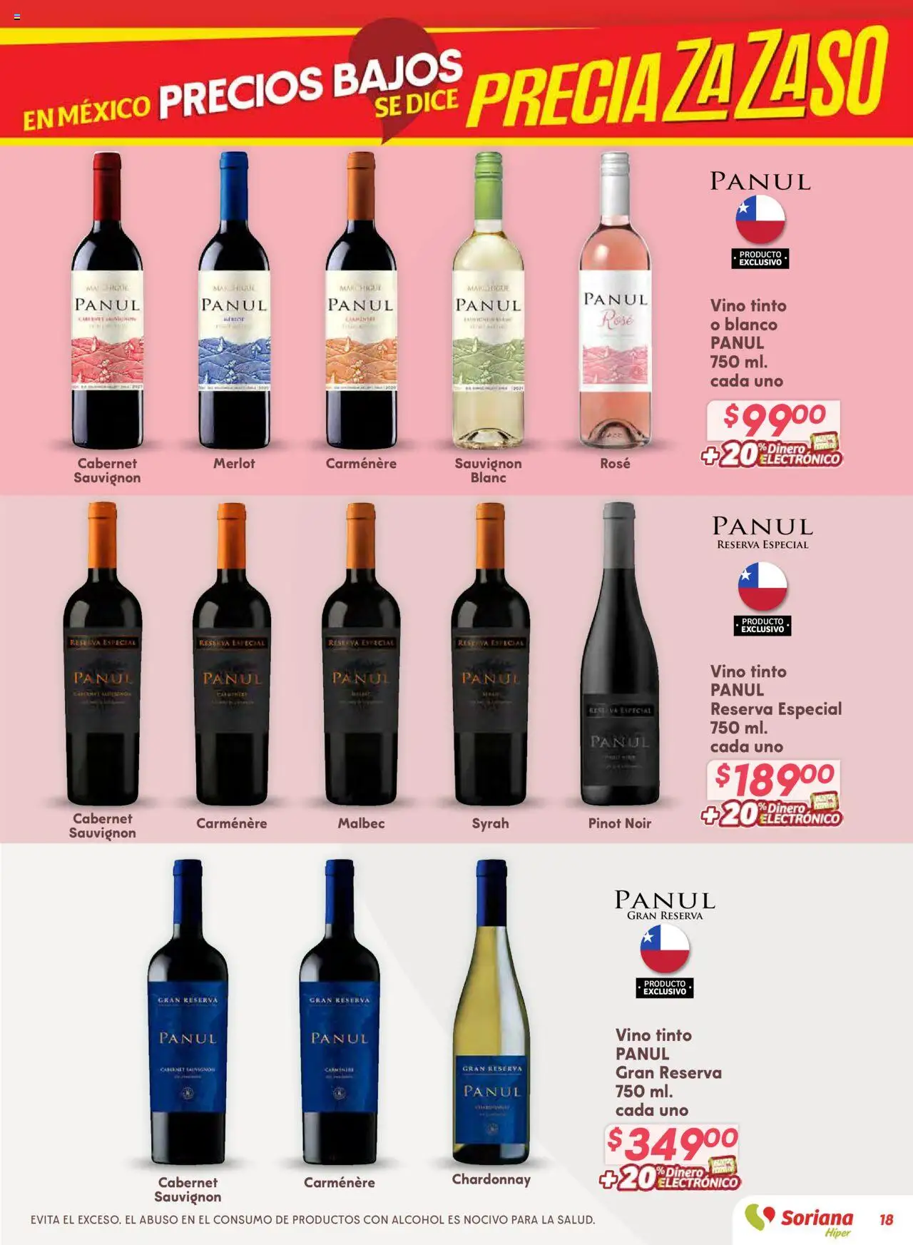 Nuevas ofertas de Soriana válidas en toda la República Mexicana desde el 14.08.2025. ¡Encuentra las mejores ofertas en Soriana - Preciazazaso Híper: Valle de México! | Página: 18 | Productos: Vino