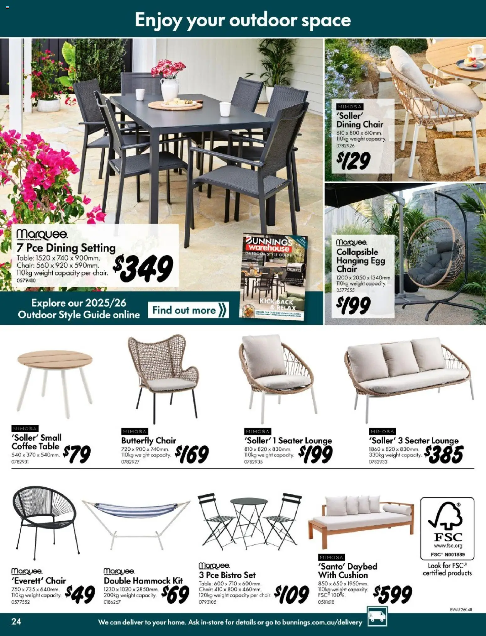Bunnings Warehouse catalogue - valid from 11.03.2026 | Page: 24 | Products: Table, Chair, Cushion, Weight