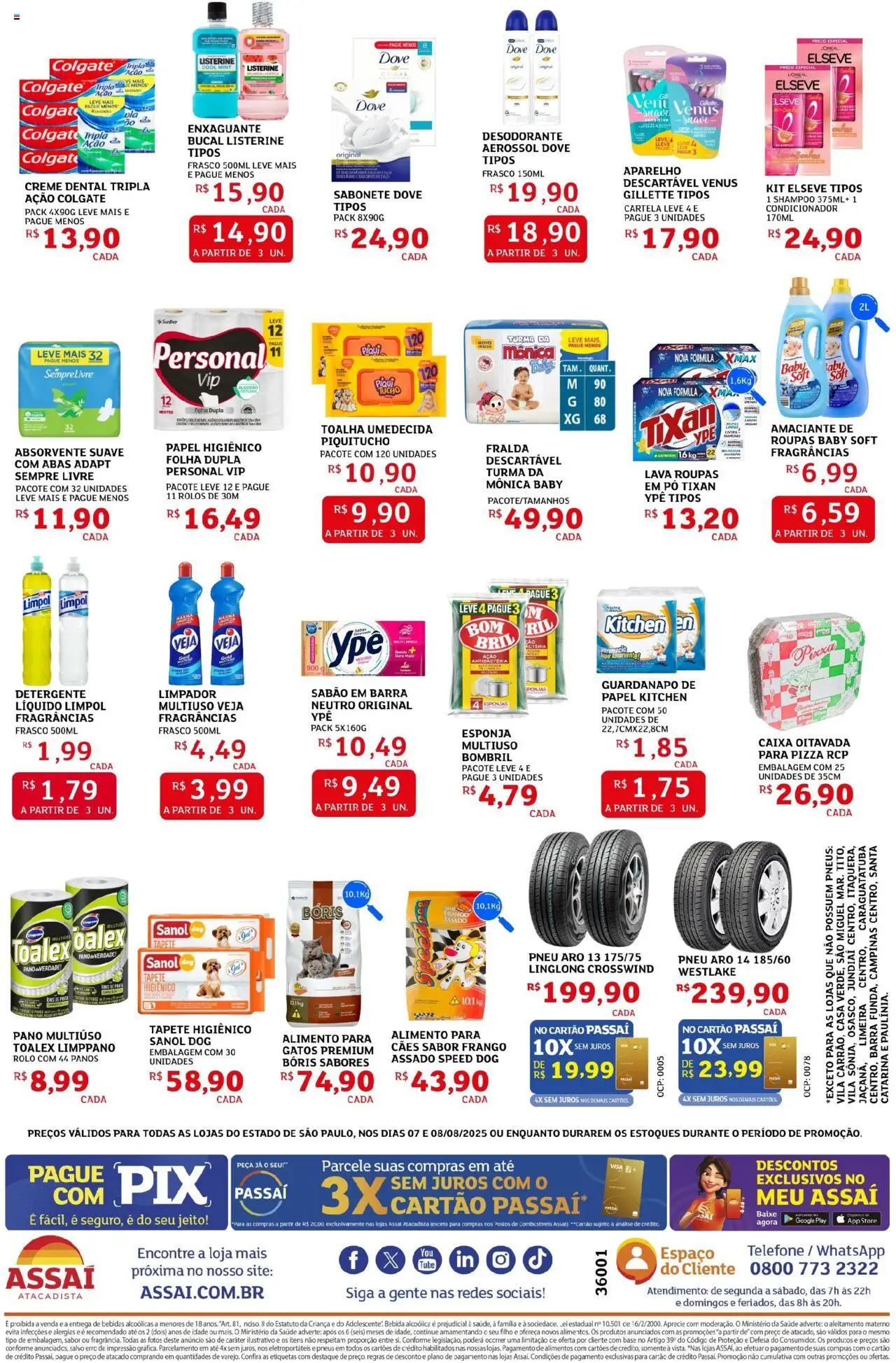 Assaí Atacadista Folheto - válido de 07.08.2025 | Página: 4 | Produtos: Rolo, Bebida, Telefone, Frango