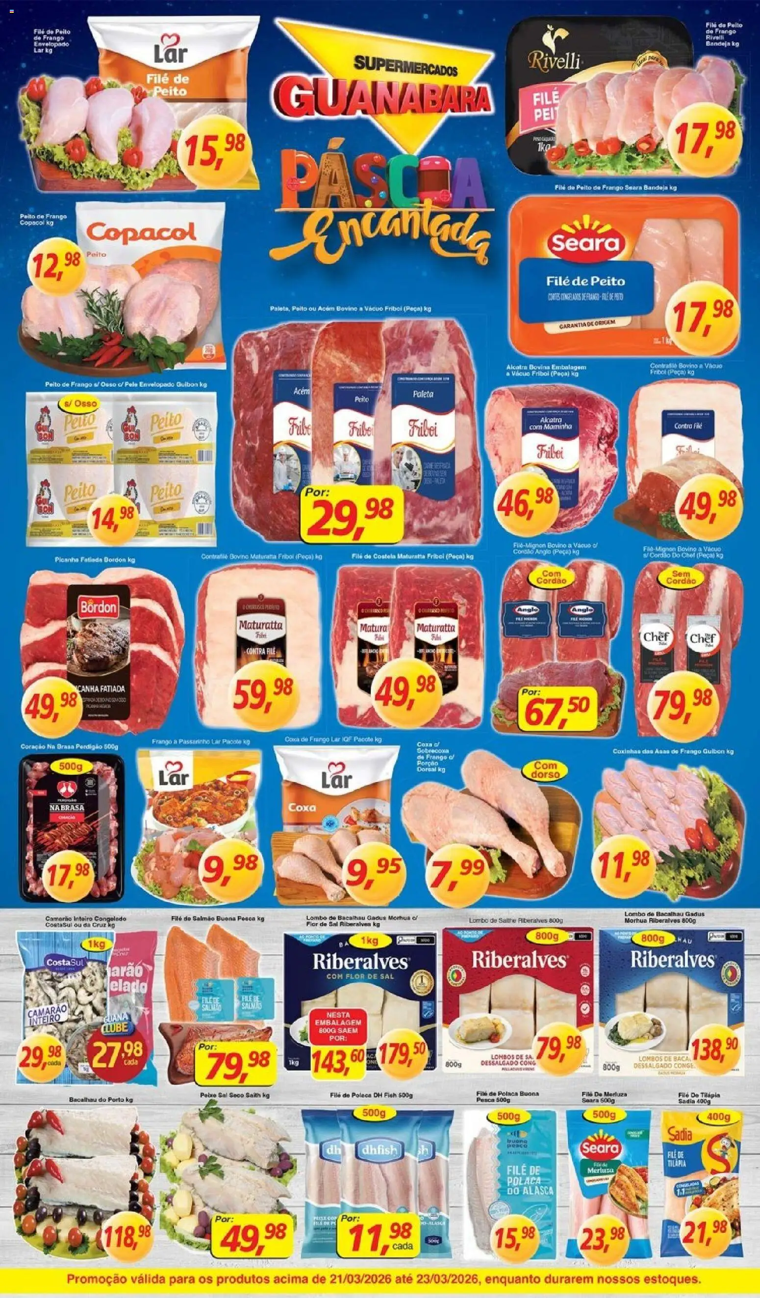 Supermercados Guanabara Folheto - válido de 21.03.2026 | Página: 5 | Produtos: Picanha fatiada bordon, Bacalhau, Alcatra, Peixe