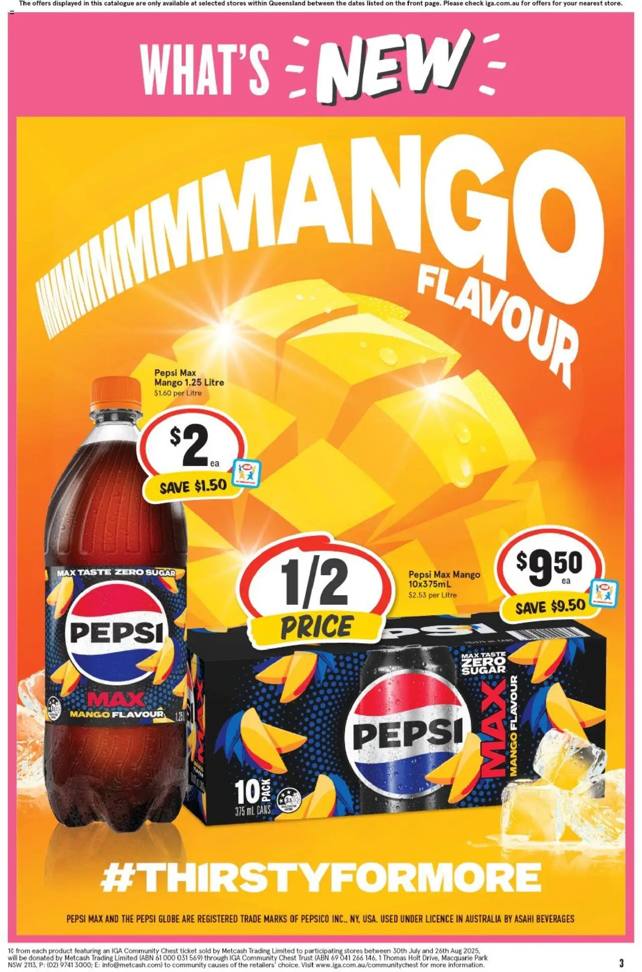 IGA catalogue - valid from 20.08.2025 | Page: 4 | Products: Pepsi, Sugar, Mango, Pepsi Max