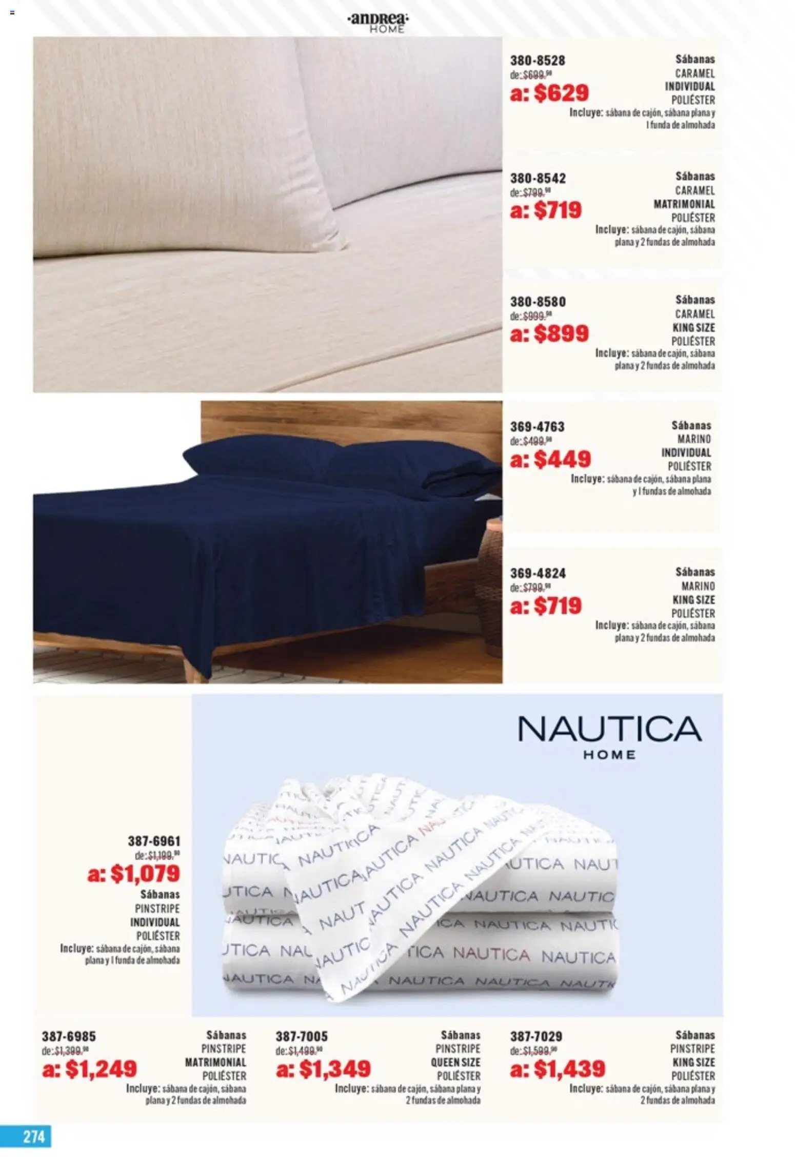 Nuevas ofertas de Andrea válidas en toda la República Mexicana desde el 05.04.2026. ¡Encuentra las mejores ofertas en Andrea catálogo Outlet! | Página: 274 | Productos: Funda, Funda de almohada, Almohada, Sabanas