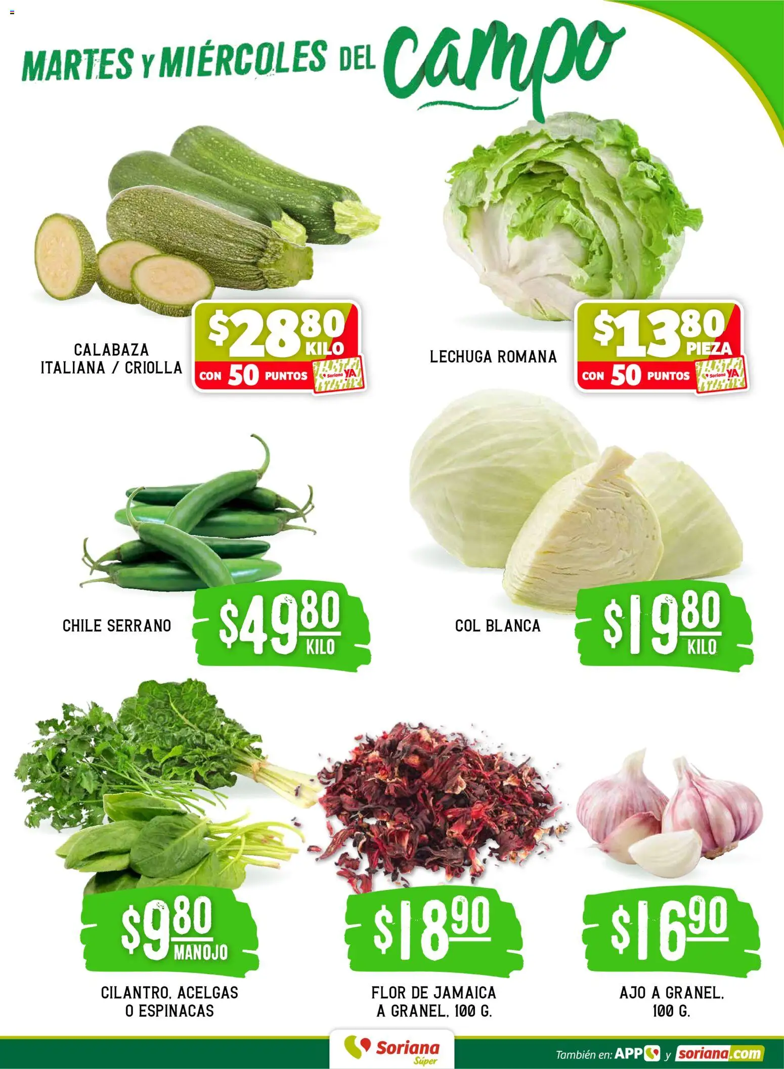 Nuevas ofertas de Soriana válidas en toda la República Mexicana desde el 17.03.2026. ¡Encuentra las mejores ofertas en Soriana Martes y Miércoles del Campo Súper: Ags, Nay, Jal, Qro, Col, Mich, Gto, Hgo, Tlax, Mor, Pue, Gro, Oax, Edo. de Mex, Vall! | Página: 3 | Productos: Ajo, Col, Lechuga