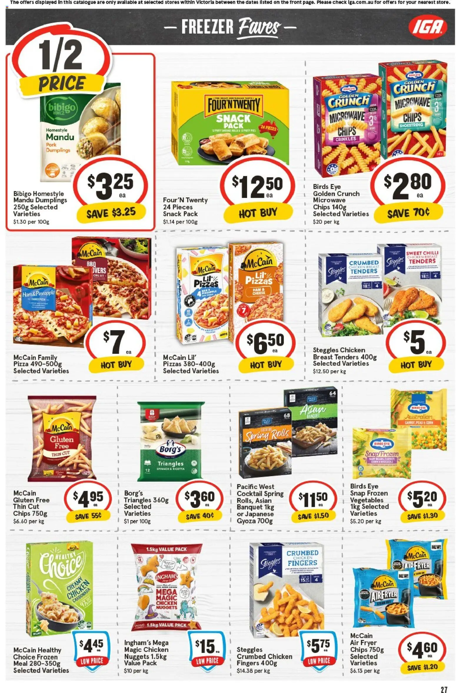 IGA catalogue - valid from 05.11.2025 | Page: 27 | Products: Pizza, Chicken, Freezer, Microwave