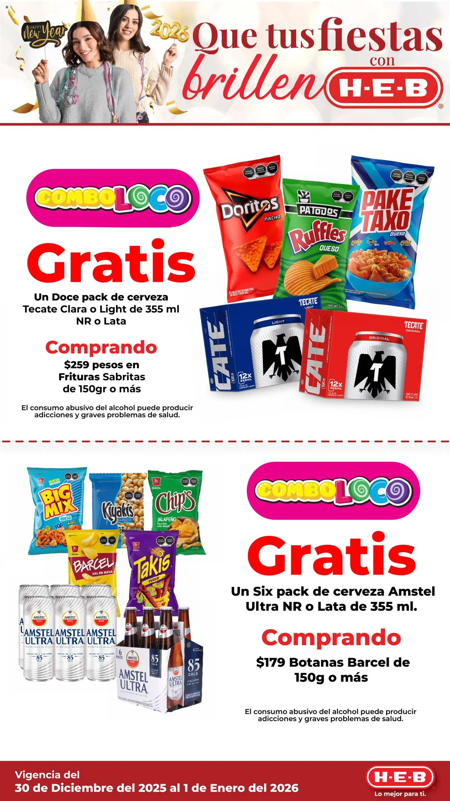 Nuevas ofertas de H-E-B válidas en toda la República Mexicana desde el 30.12.2025. ¡Encuentra las mejores ofertas en H-E-B folleto Que tus fiestas brillen! | Página: 3 | Productos: Sal, Queso, Cerveza, Mesa