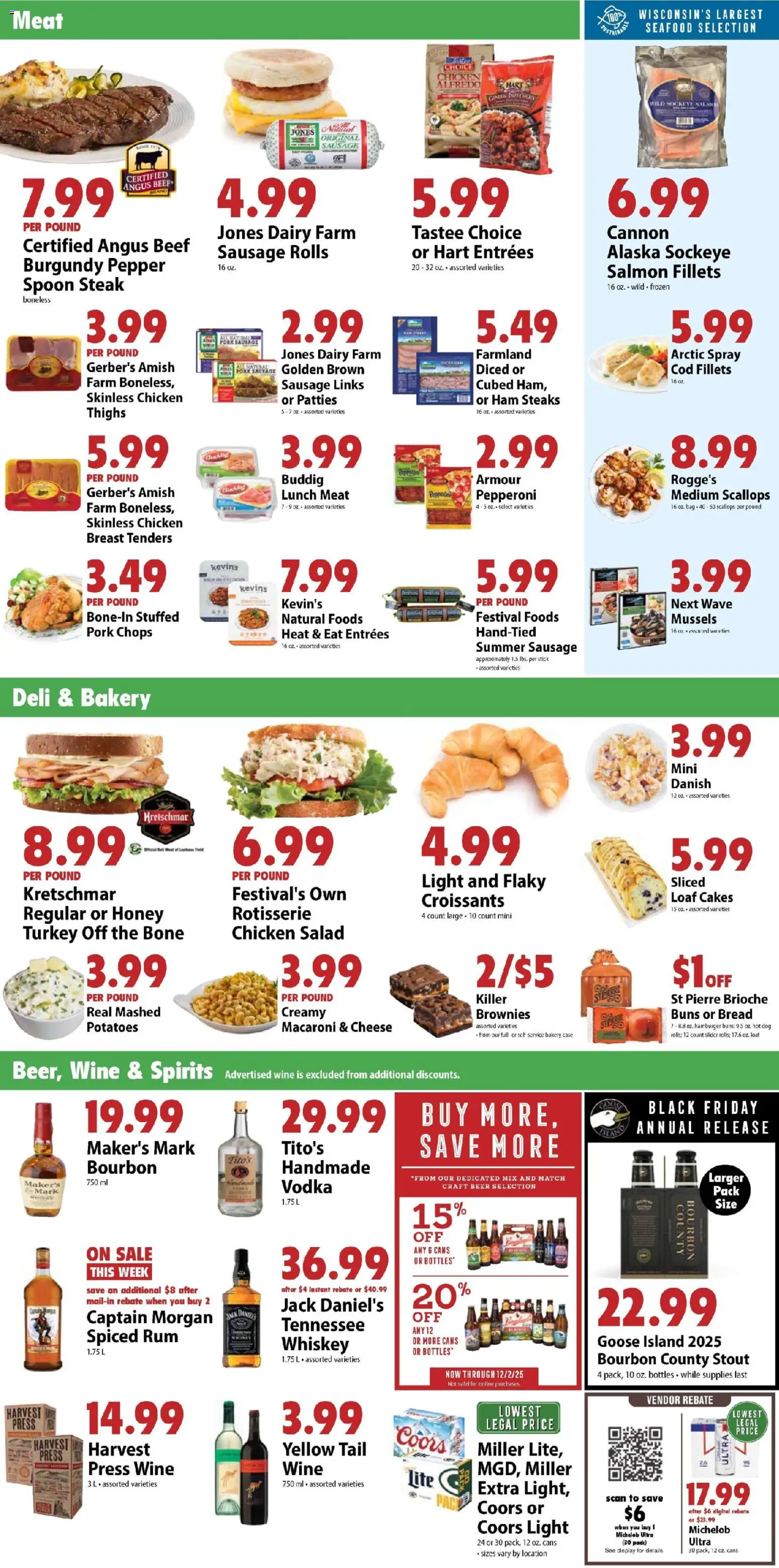Festival Foods Weekly Ad - valid from 28.11.2025 | Page: 3 | Products: Cheese, Beef, Bourbon, Whiskey
