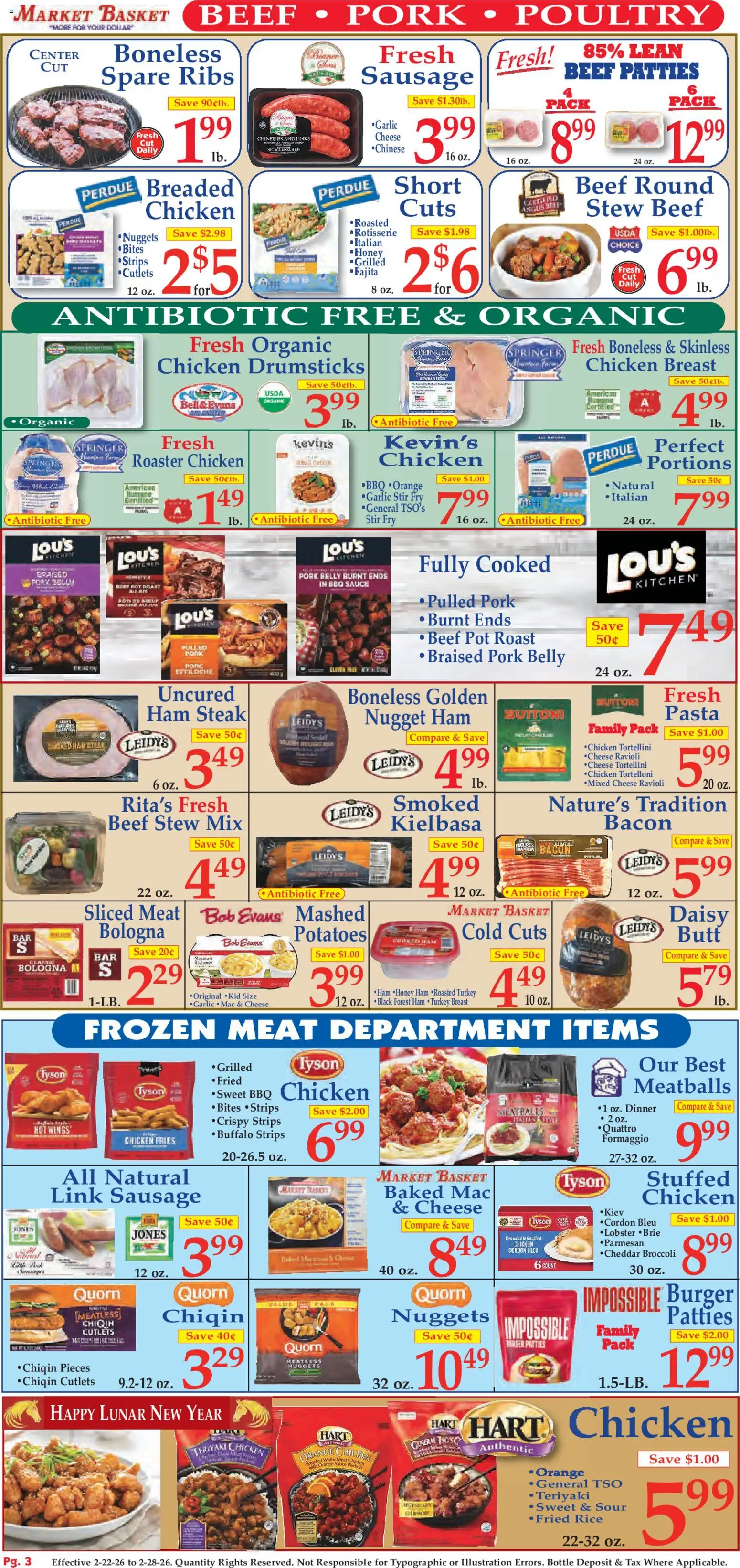 Market Basket Ad - valid from 22.02.2026 | Page: 3 | Products: Basket, Cheese, Sauce, Sausage