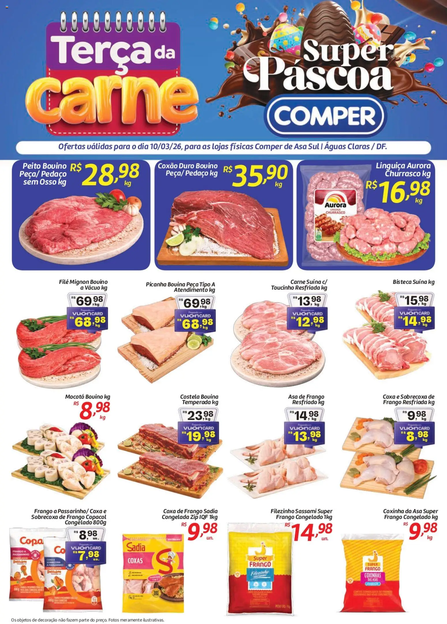 Comper Folheto - válido de 10.03.2026 | Página: 1 | Produtos: Coxa de frango, Filé mignon, Picanha, Copa