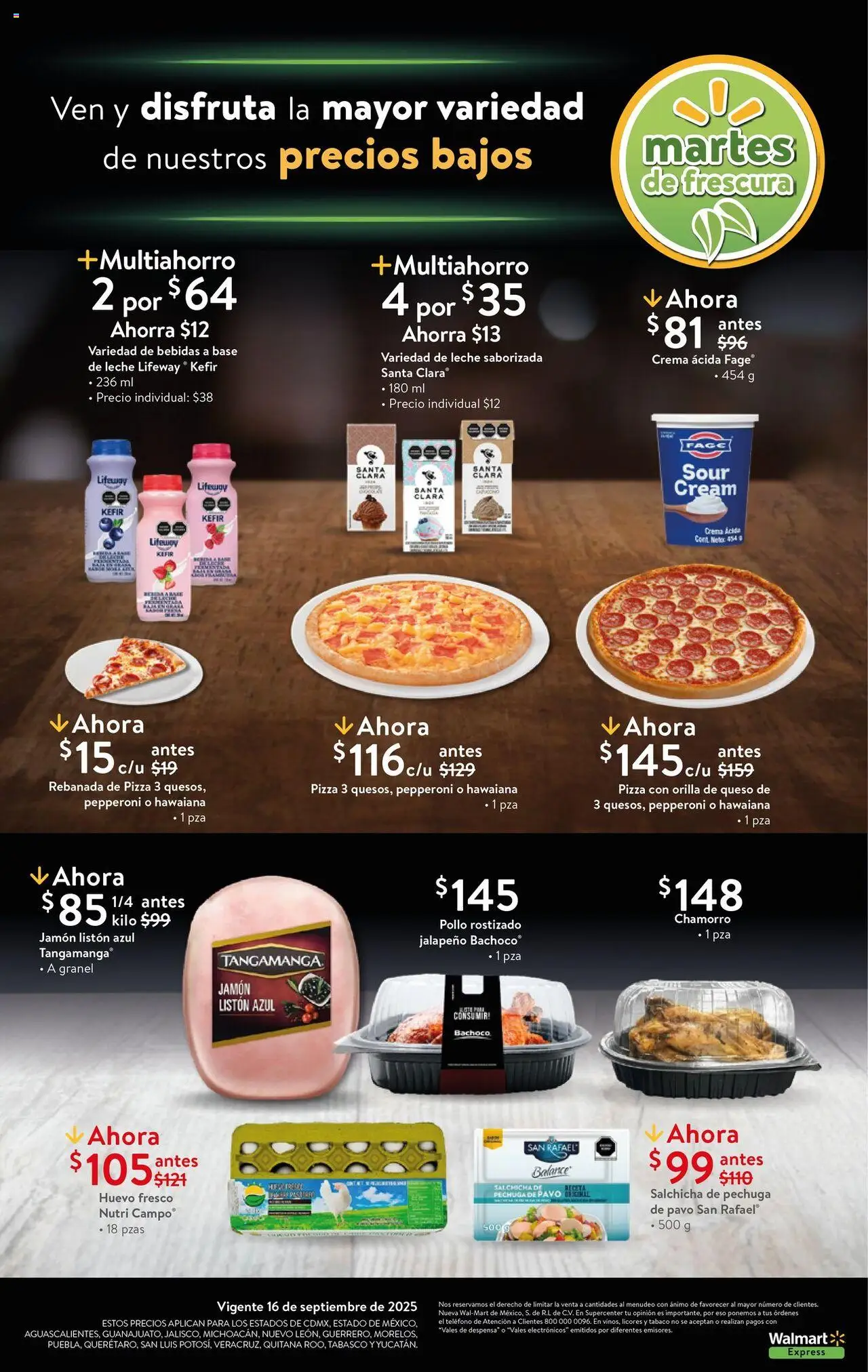 Nuevas ofertas de Walmart Express válidas en toda la República Mexicana desde el 16.09.2025. ¡Encuentra las mejores ofertas en Walmart Express - Folleto Precios Bajos! | Página: 3 | Productos: Huevo, Queso, Pizza, Teléfono