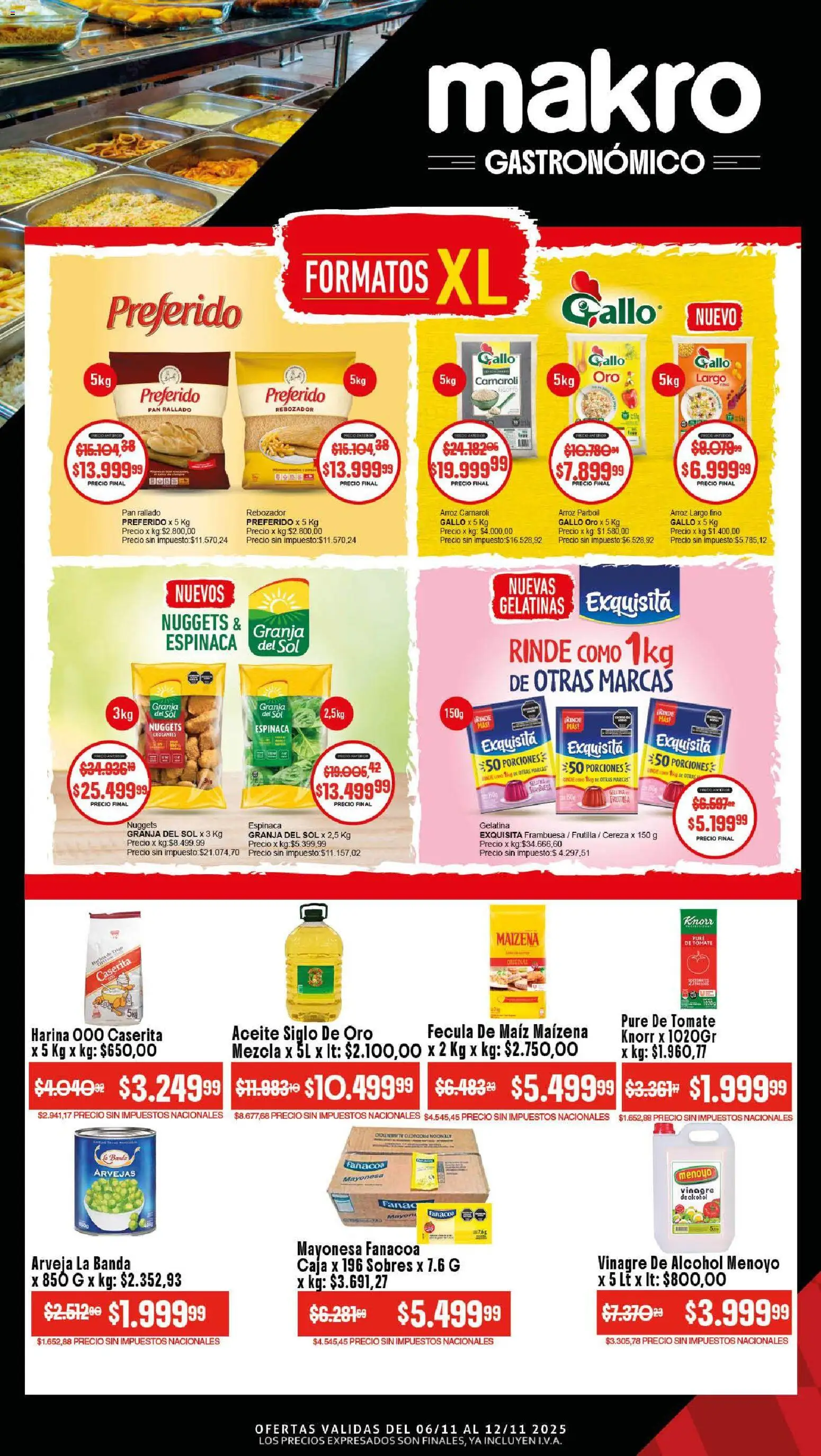 Makro ofertas │ válido desde el 06.11.2025 | Página: 3 | Productos: Caja, Vinagre, Pure de Tomate, Espinaca